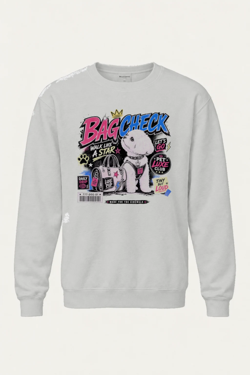"Bag Check Pup" Heavy Blend Unisex Crewneck Sweatshirt | Gildan 18000
