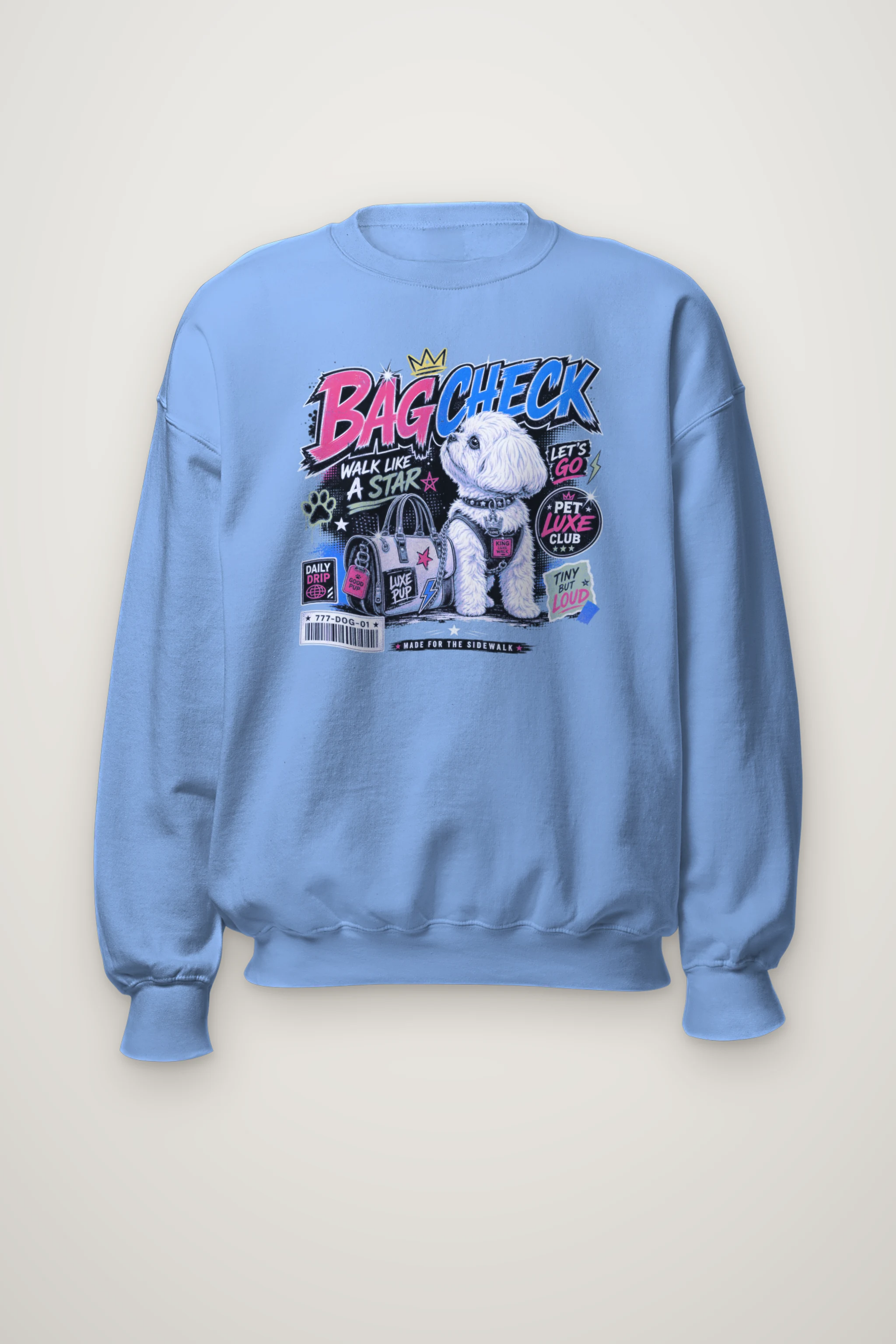 "Bag Check Pup" Heavy Blend Unisex Crewneck Sweatshirt