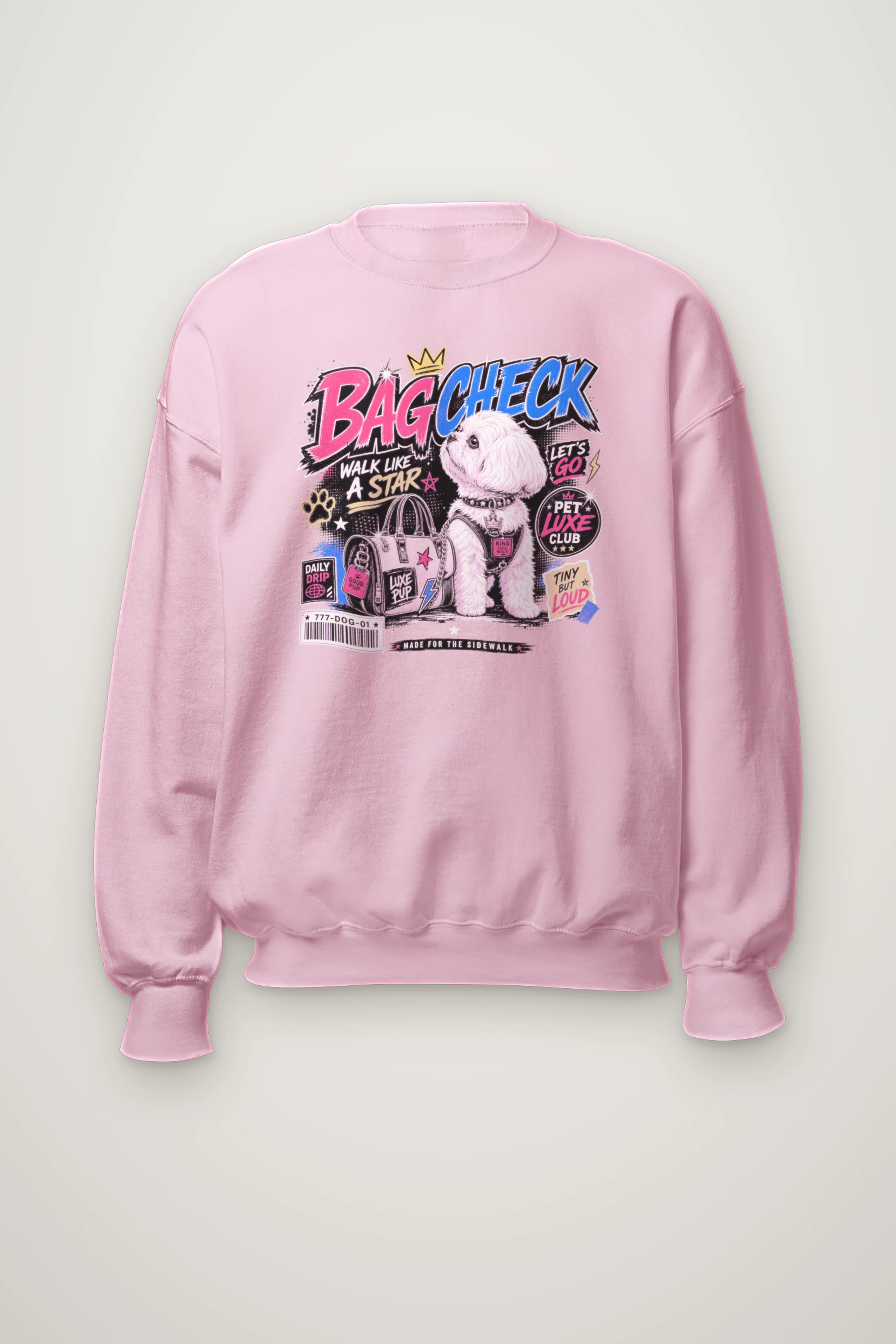 "Bag Check Pup" Heavy Blend Unisex Crewneck Sweatshirt