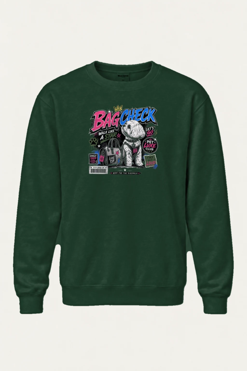 "Bag Check Pup" Heavy Blend Unisex Crewneck Sweatshirt | Gildan 18000