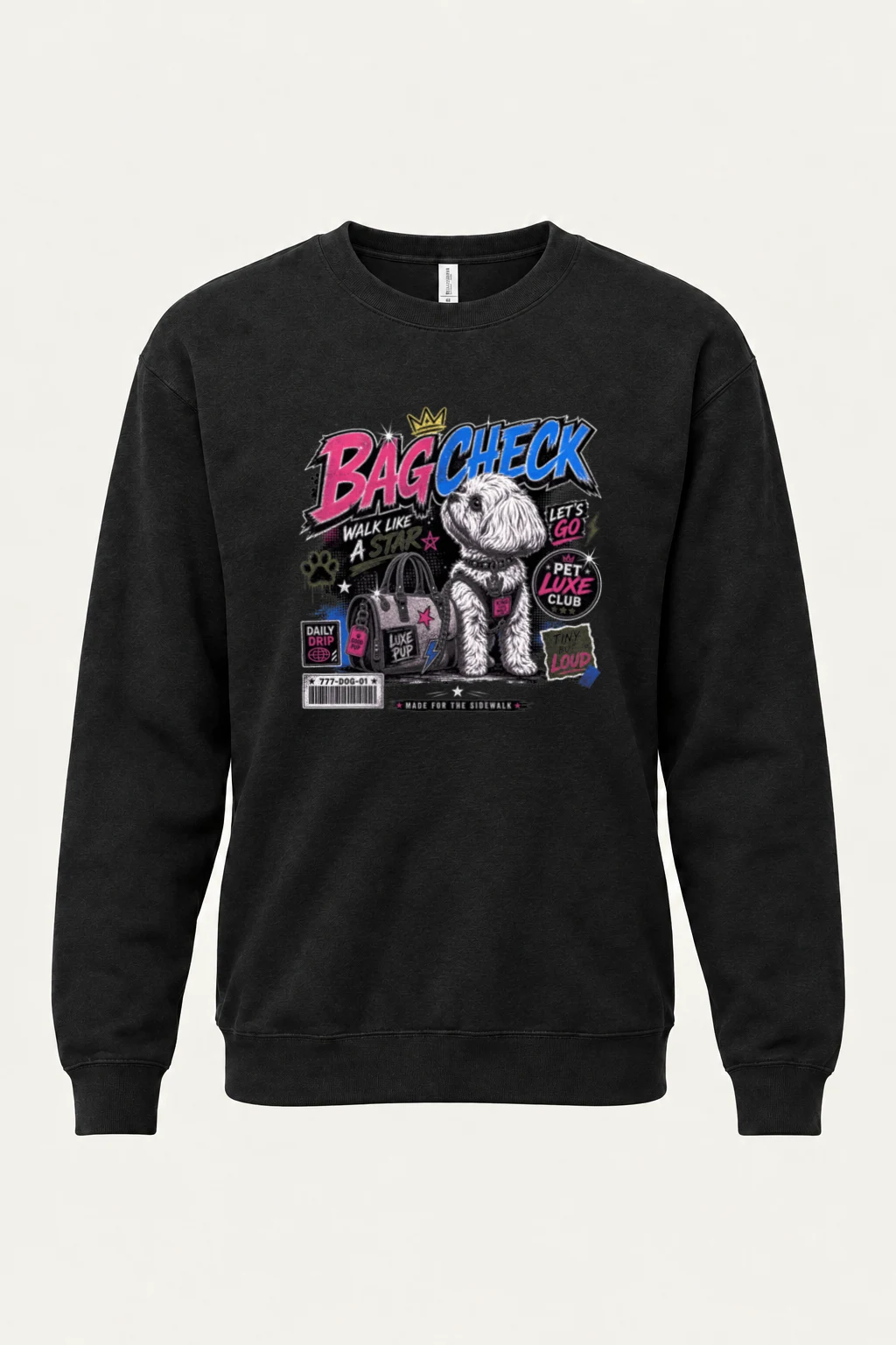"Bag Check Pup" Heavy Blend Unisex Crewneck Sweatshirt | Gildan 18000