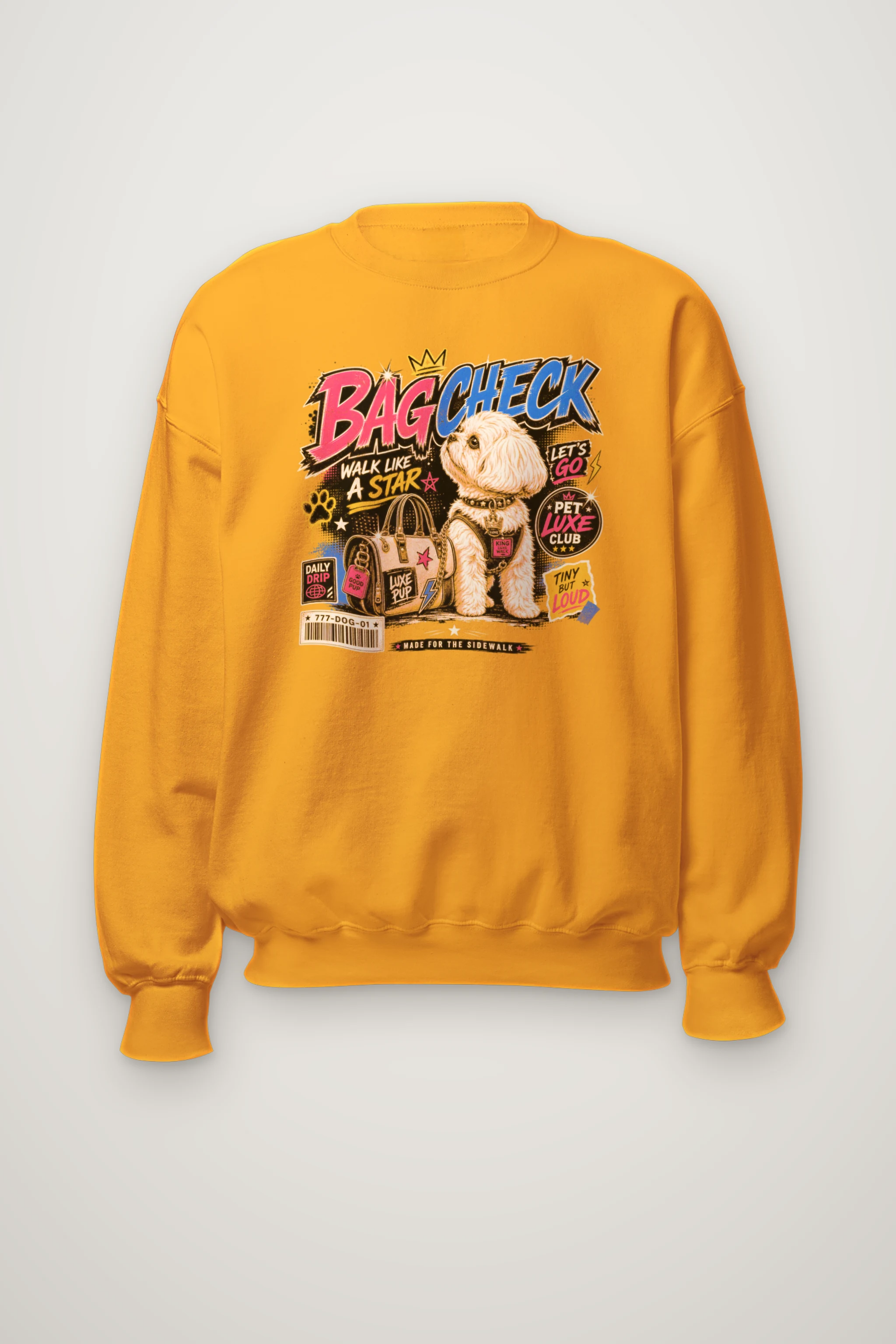 "Bag Check Pup" Heavy Blend Unisex Crewneck Sweatshirt