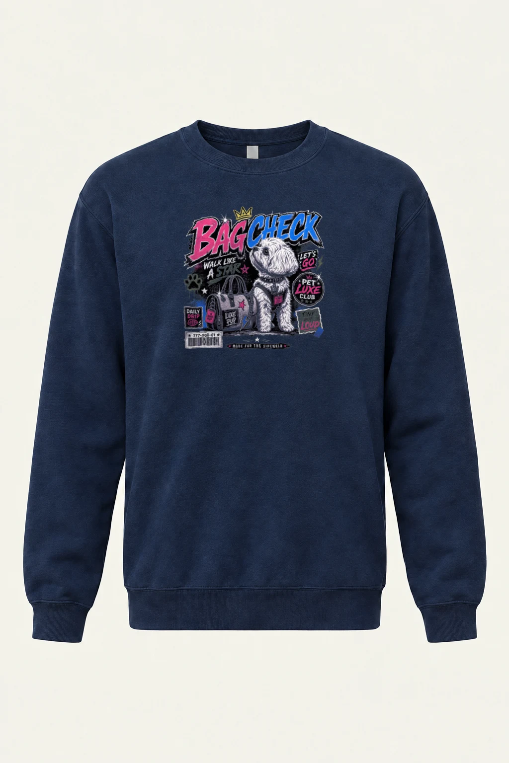 "Bag Check Pup" Heavy Blend Unisex Crewneck Sweatshirt | Gildan 18000