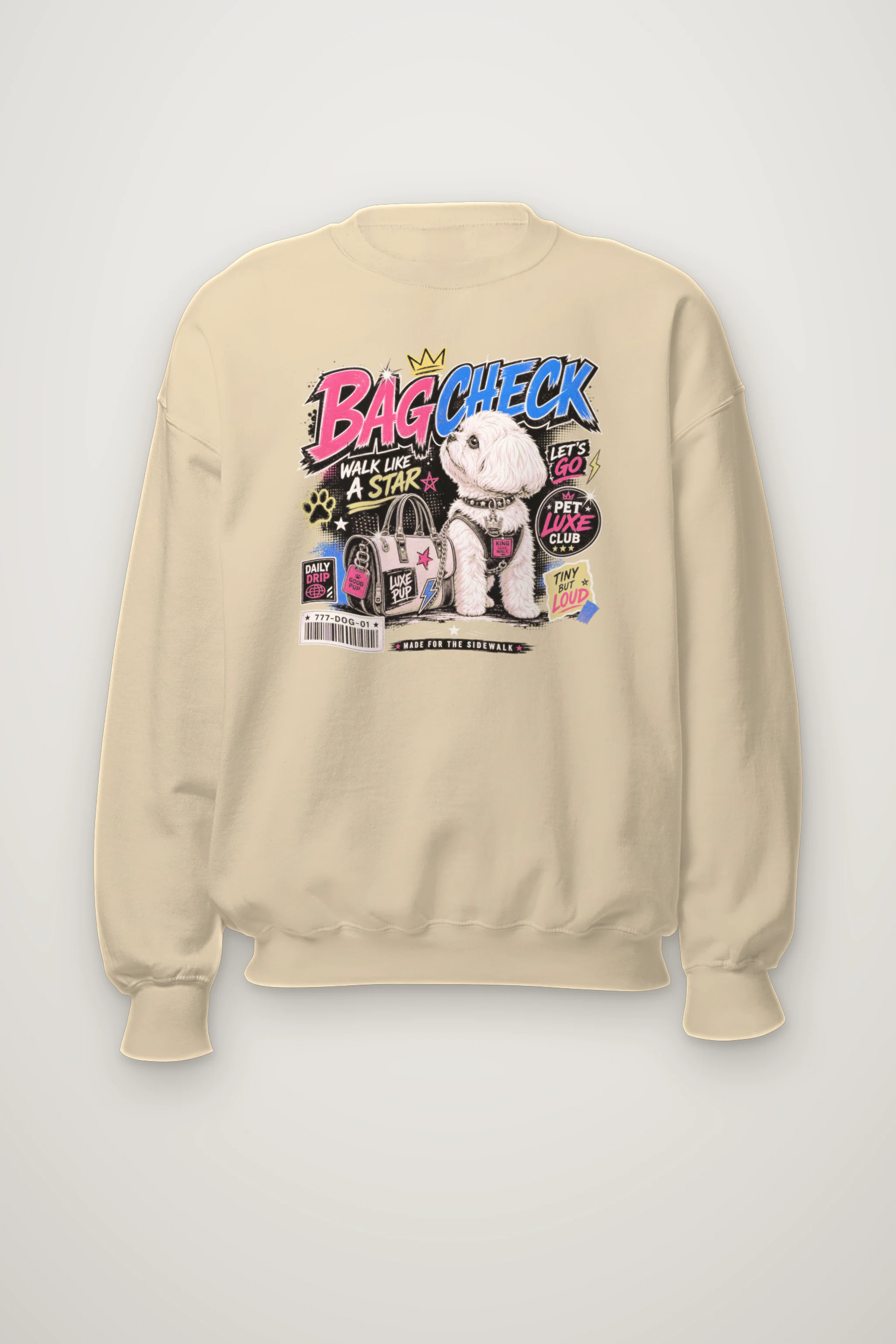 "Bag Check Pup" Heavy Blend Unisex Crewneck Sweatshirt