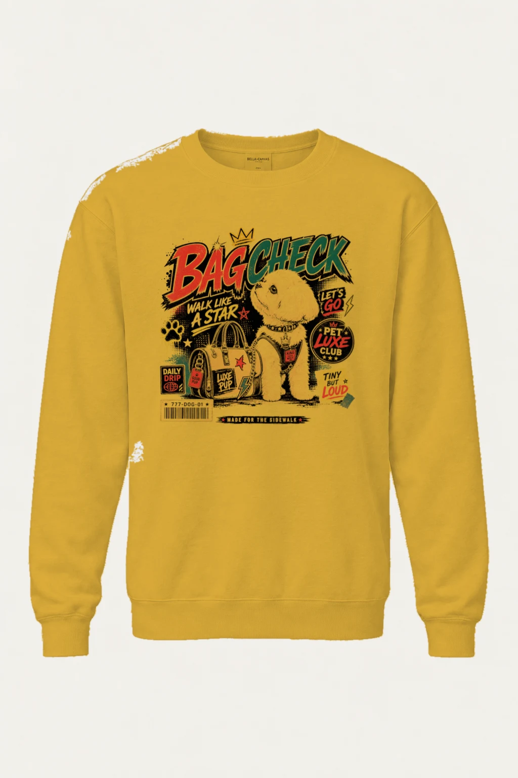 "Bag Check Pup" Heavy Blend Unisex Crewneck Sweatshirt | Gildan 18000