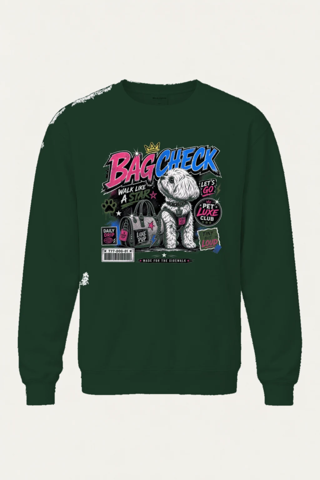 "Bag Check Pup" Heavy Blend Unisex Crewneck Sweatshirt | Gildan 18000