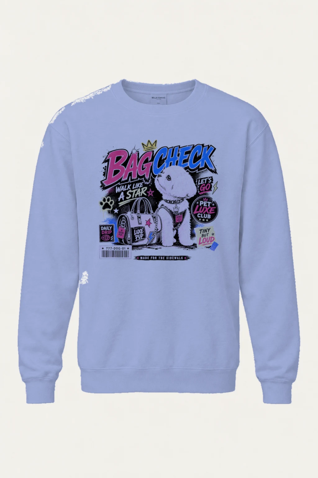 "Bag Check Pup" Unisex Sponge Fleece Crewneck Sweatshirt | Bella + Canvas 3901