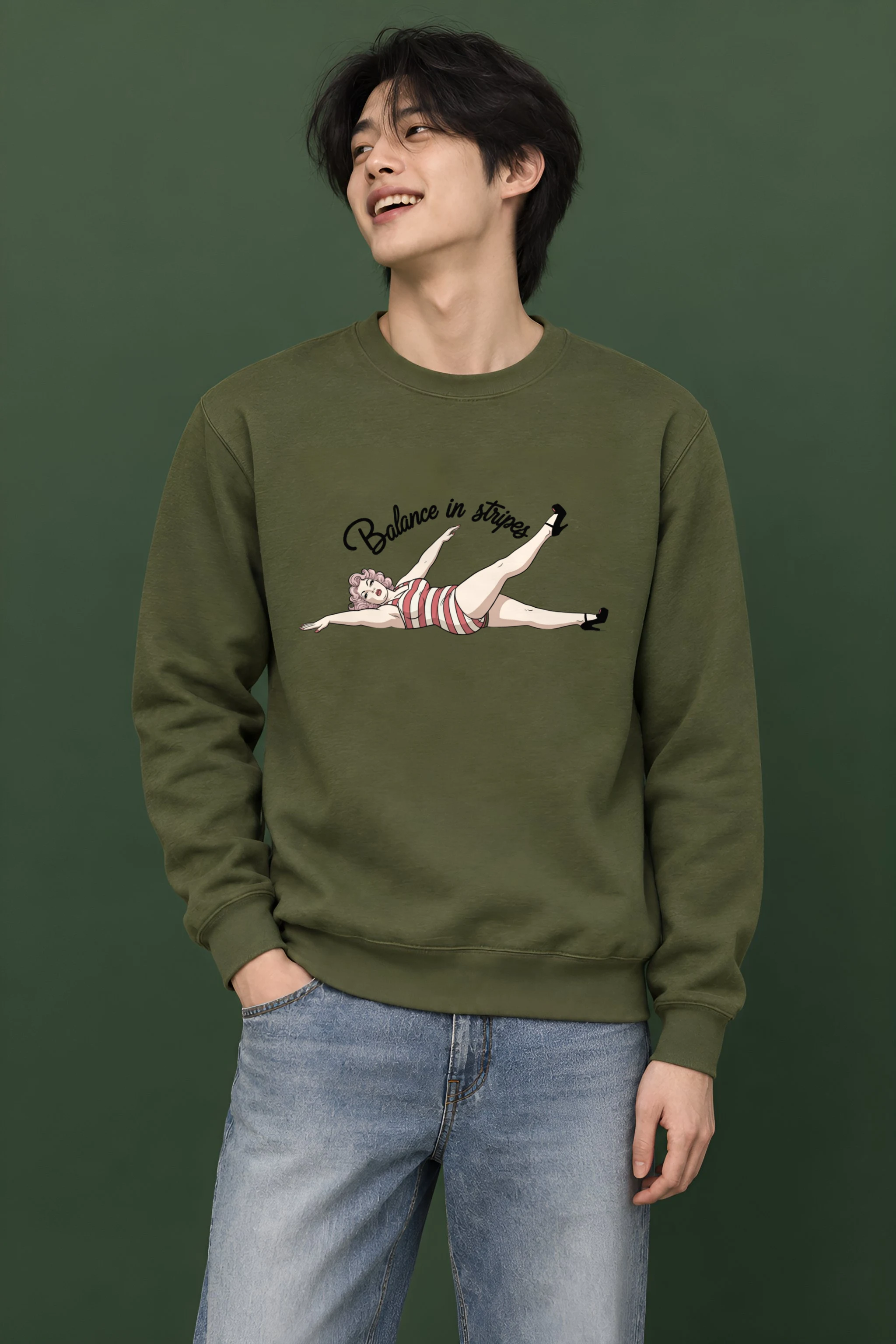 "Balance In Stripes" Heavy Blend Unisex Crewneck Sweatshirt