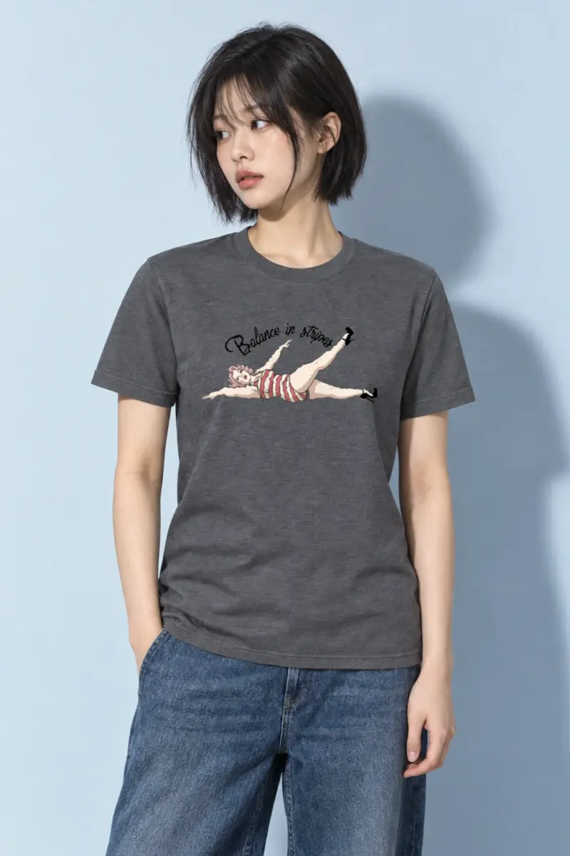 "Balance In Stripes" Heavyweight Unisex Crewneck T-shirt