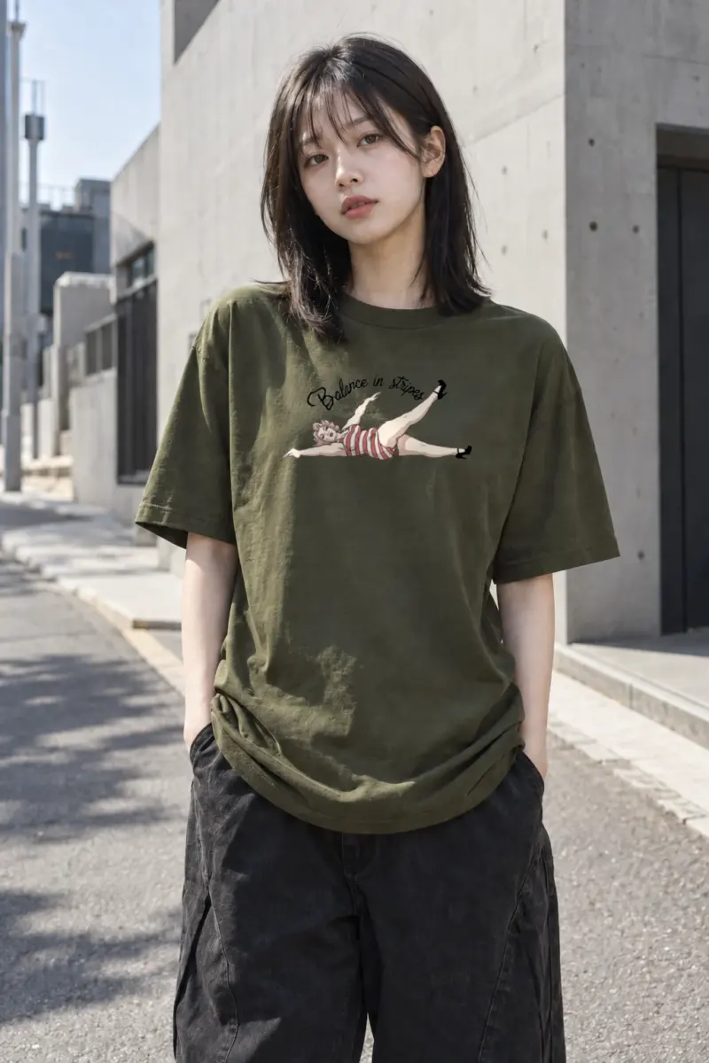 “Balance In Stripes” Heavyweight Unisex Crewneck T-shirt | Gildan 5000