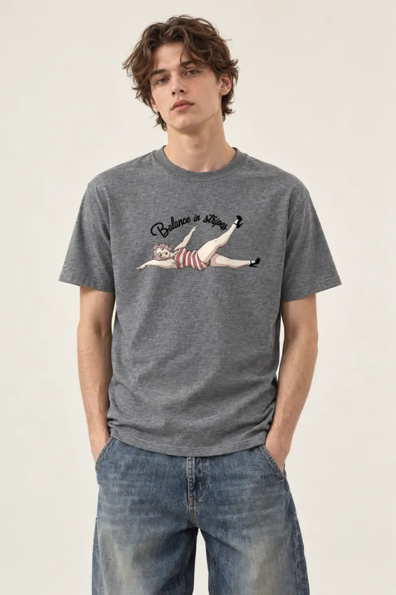 "Balance In Stripes" Heavyweight Unisex Crewneck T-shirt