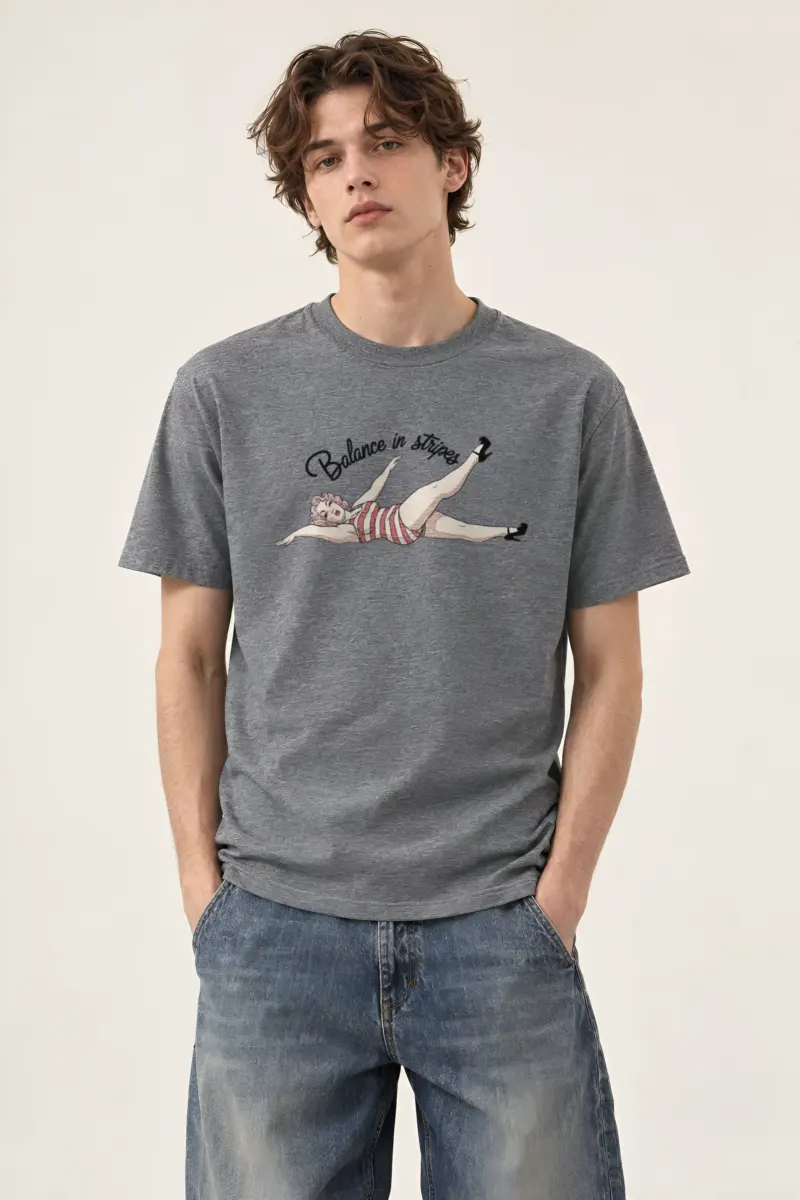 "Balance In Stripes" Heavyweight Unisex Crewneck T-shirt