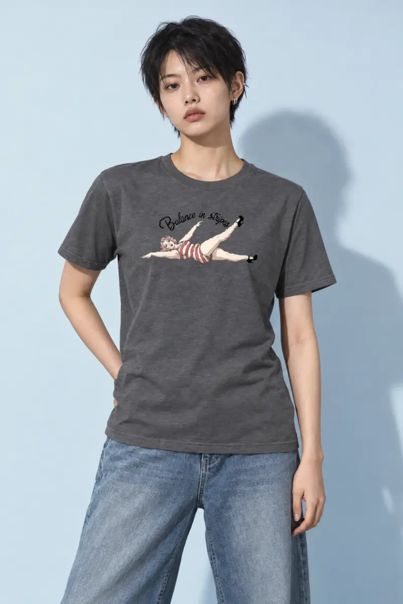 "Balance In Stripes" Heavyweight Unisex Crewneck T-shirt