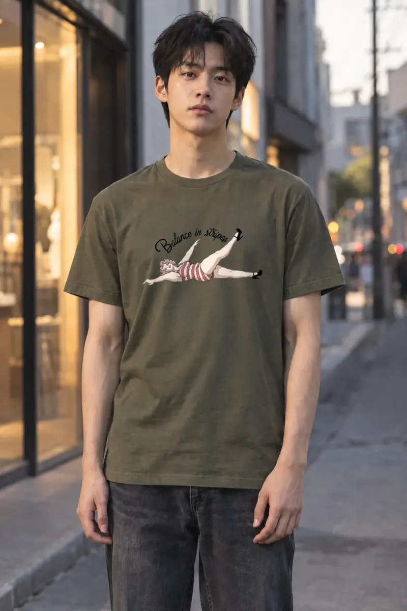 "Balance In Stripes" Heavyweight Unisex Crewneck T-shirt | Gildan 5000