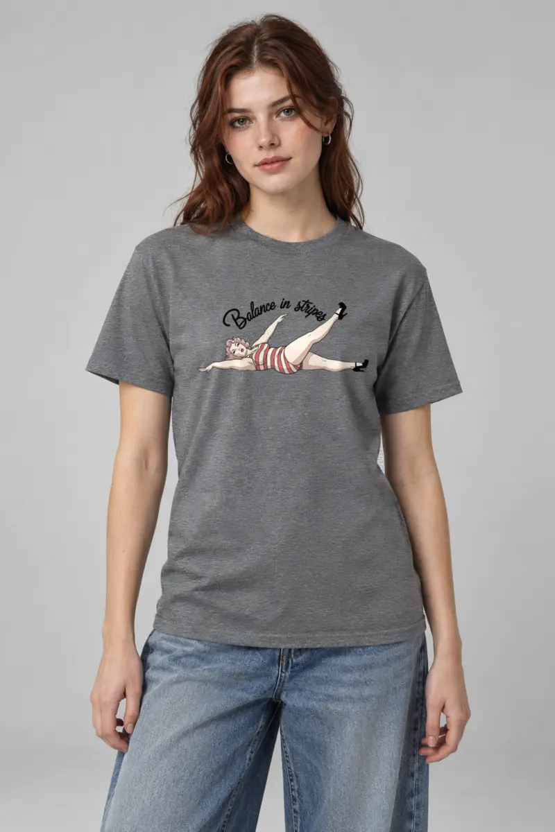 "Balance In Stripes" Heavyweight Unisex Crewneck T-shirt