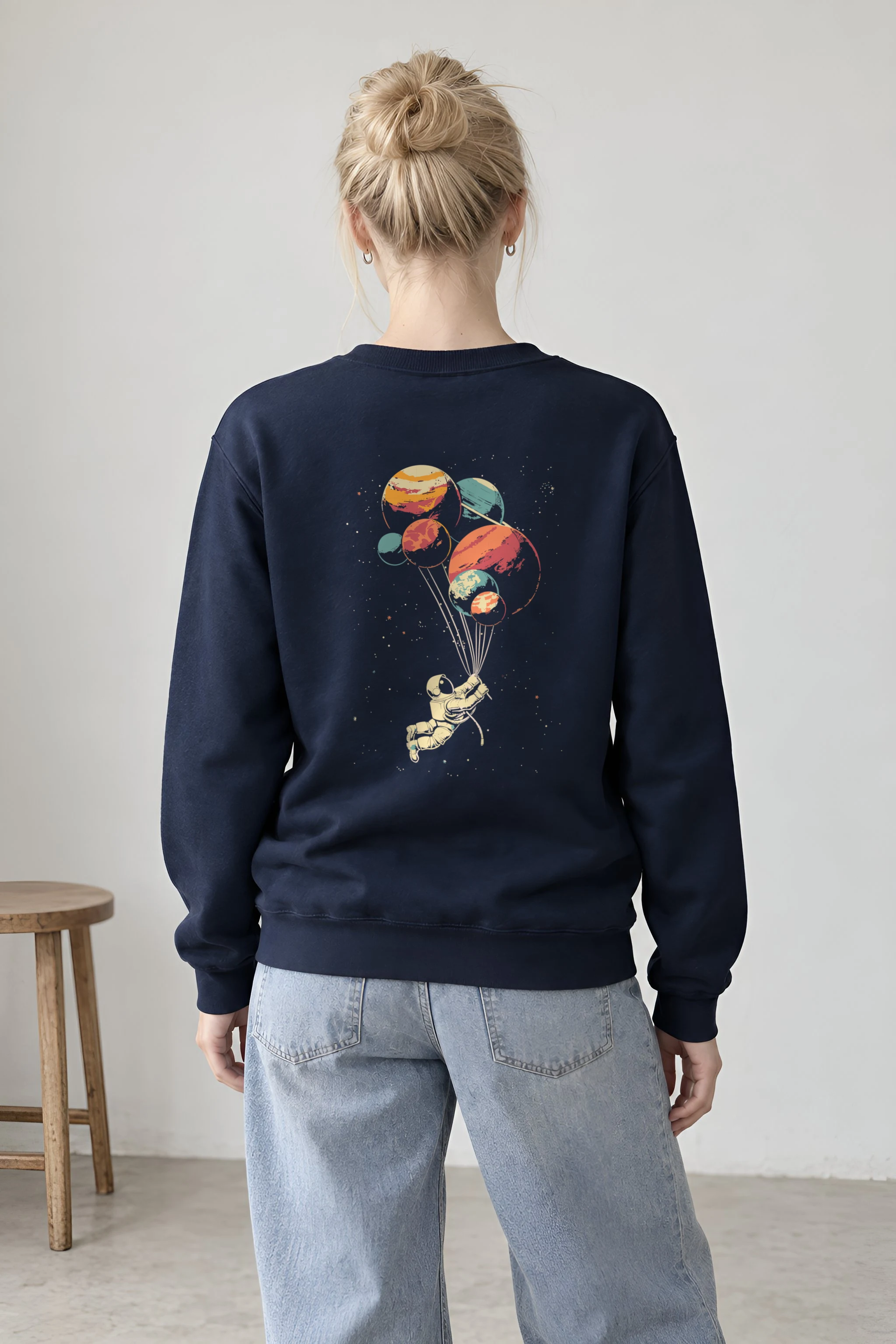 "Balloon Planet Astronaut" 1 Crewneck Sweatshirt