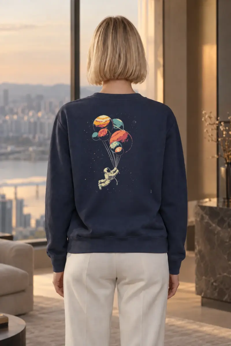 "Balloon Planet Astronaut" Heavy Blend Unisex Crewneck Sweatshirt | Gildan 18000