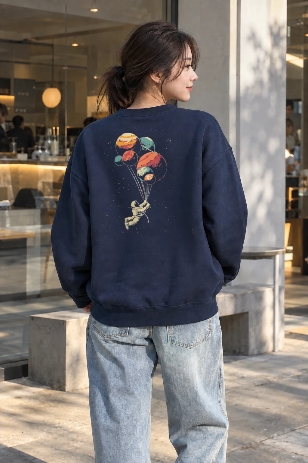 "Balloon Planet Astronaut" Heavy Blend Unisex Crewneck Sweatshirt | Gildan 18000