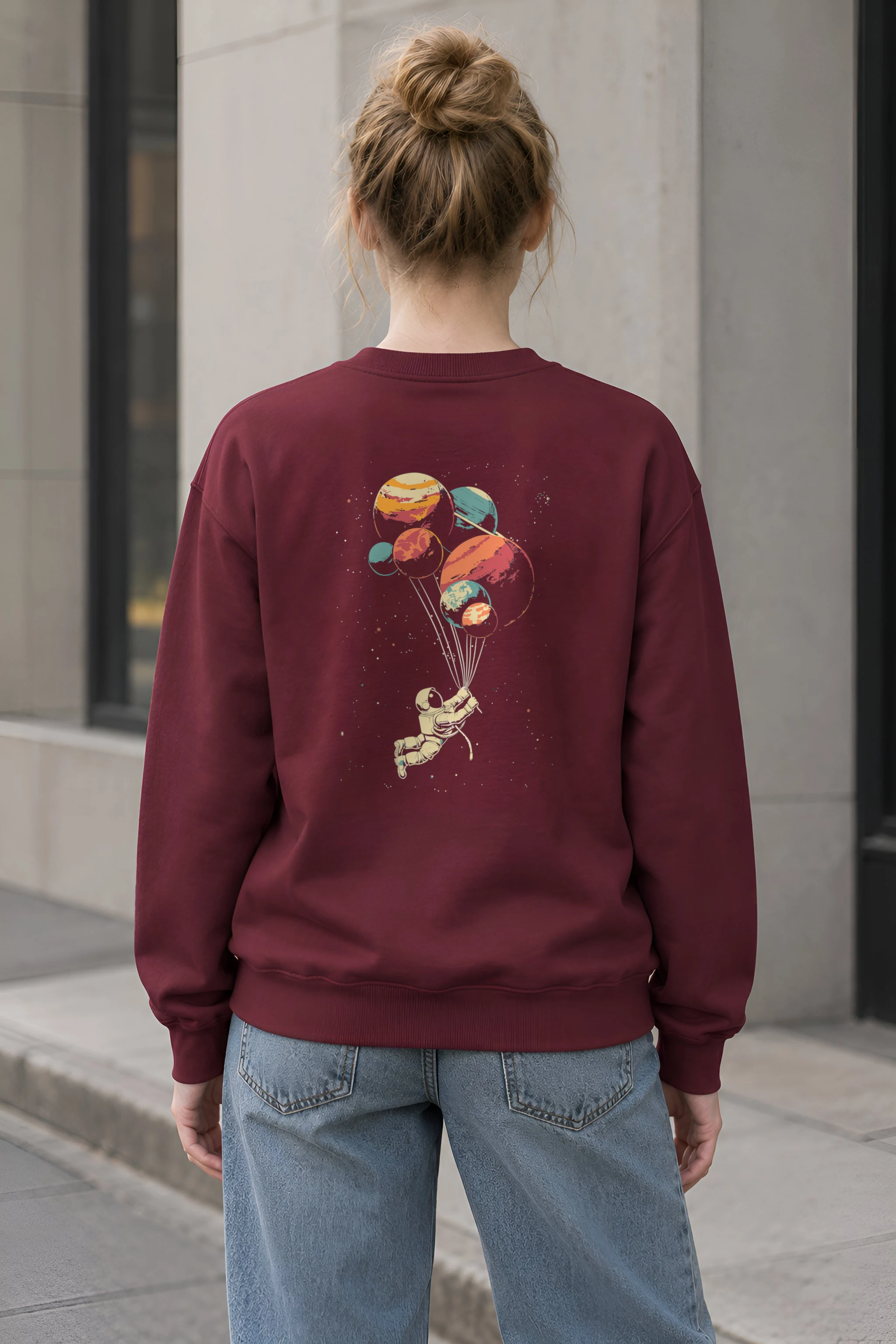 "Balloon Planet Astronaut" 1 Crewneck Sweatshirt
