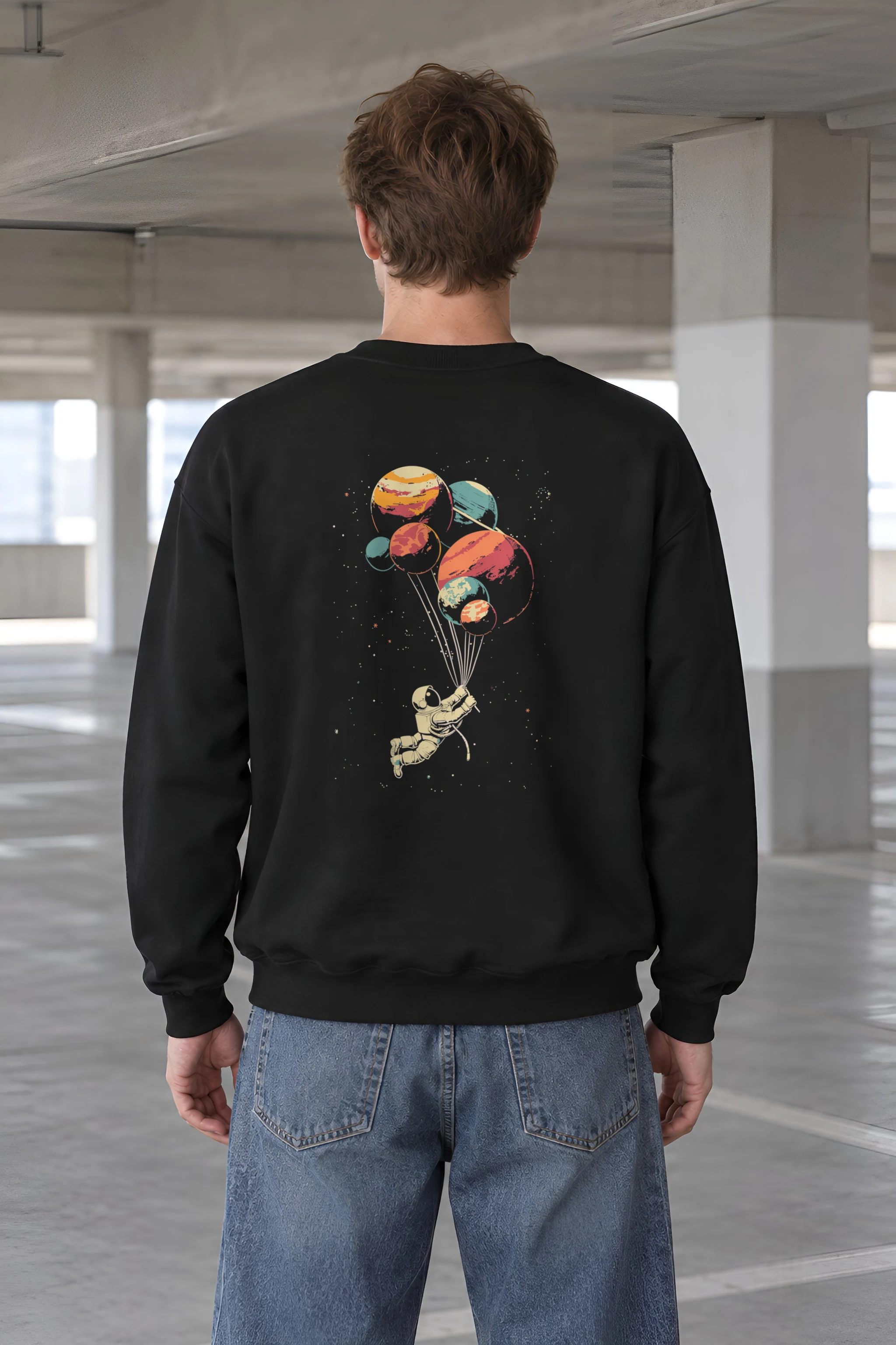 "Balloon Planet Astronaut" 1 Crewneck Sweatshirt