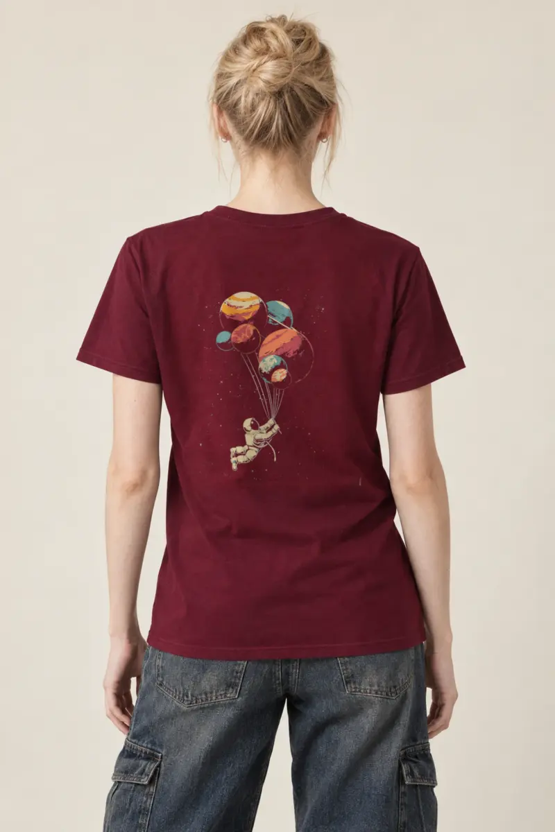 "Balloon Planet Drift" Heavyweight Unisex Crewneck T-shirt