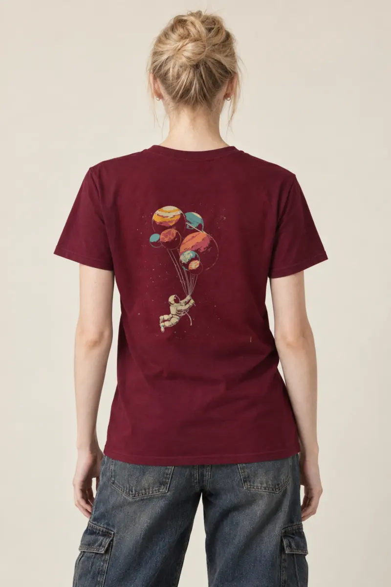 "Balloon Planet Drift" Heavyweight Unisex Crewneck T-shirt