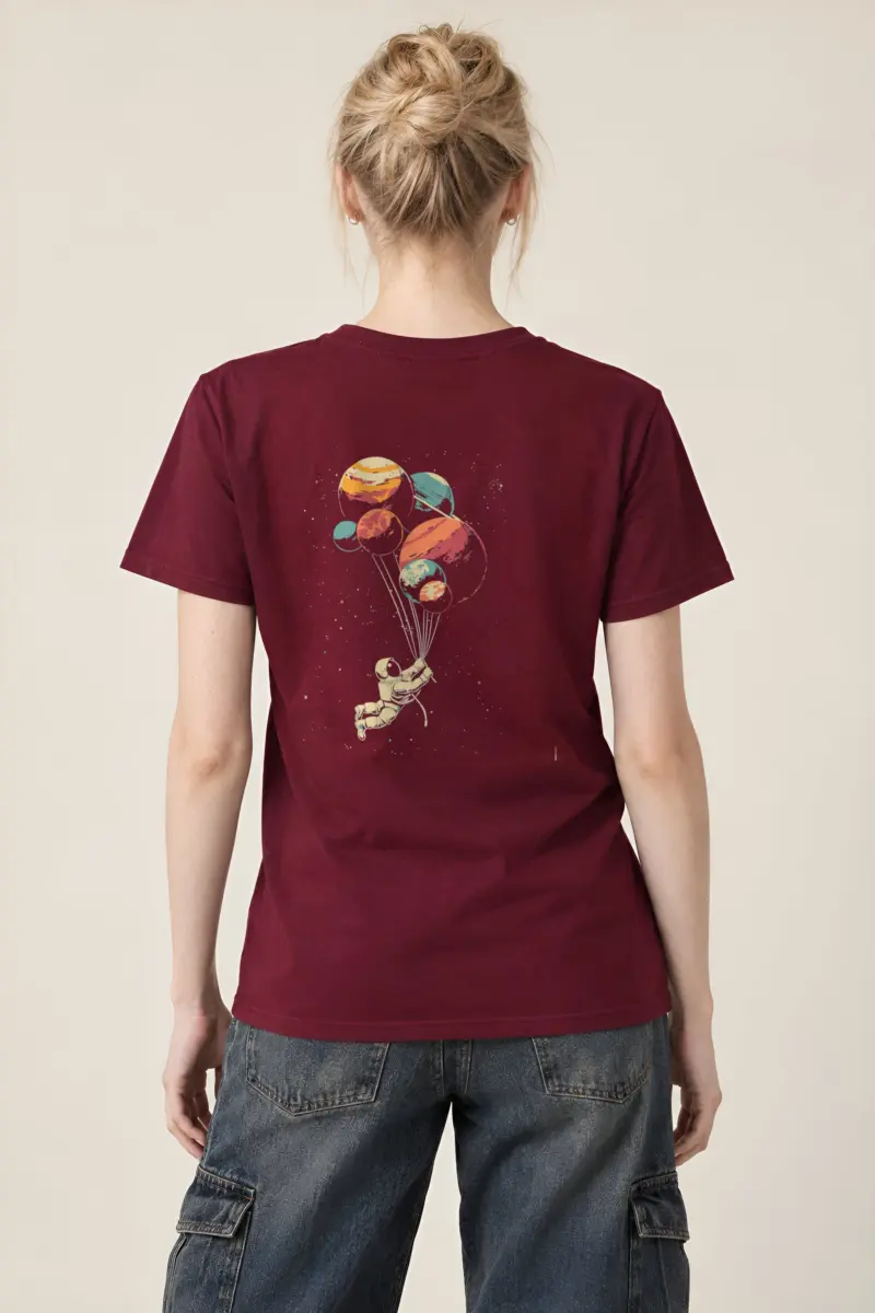 "Balloon Planet Drift" Heavyweight Unisex Crewneck T-shirt