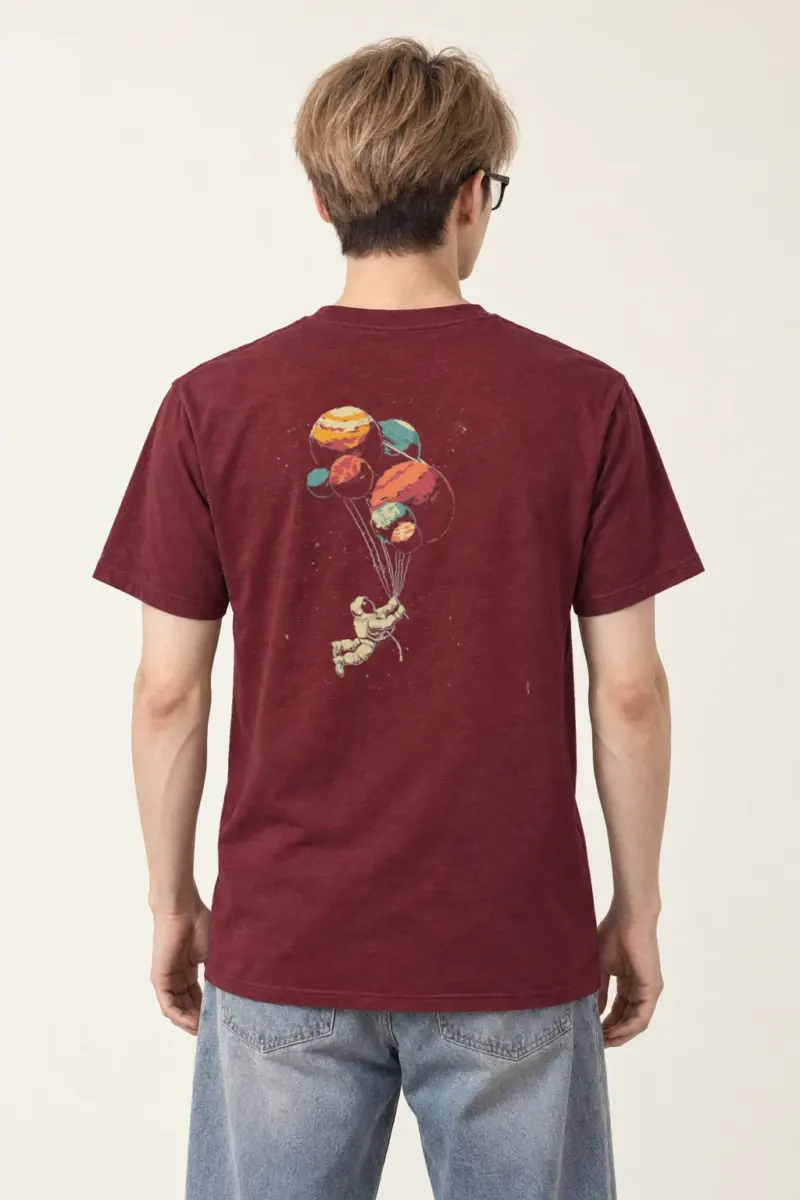 "Balloon Planet Drift" Heavyweight Unisex Crewneck T-shirt