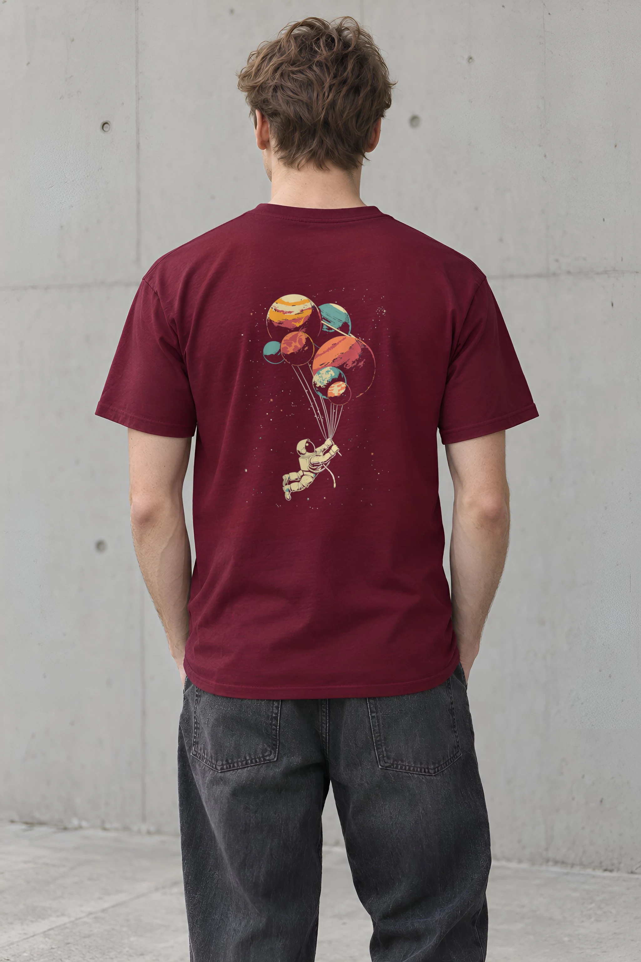 "Balloon Planet Drift" Heavyweight Unisex Crewneck T-shirt