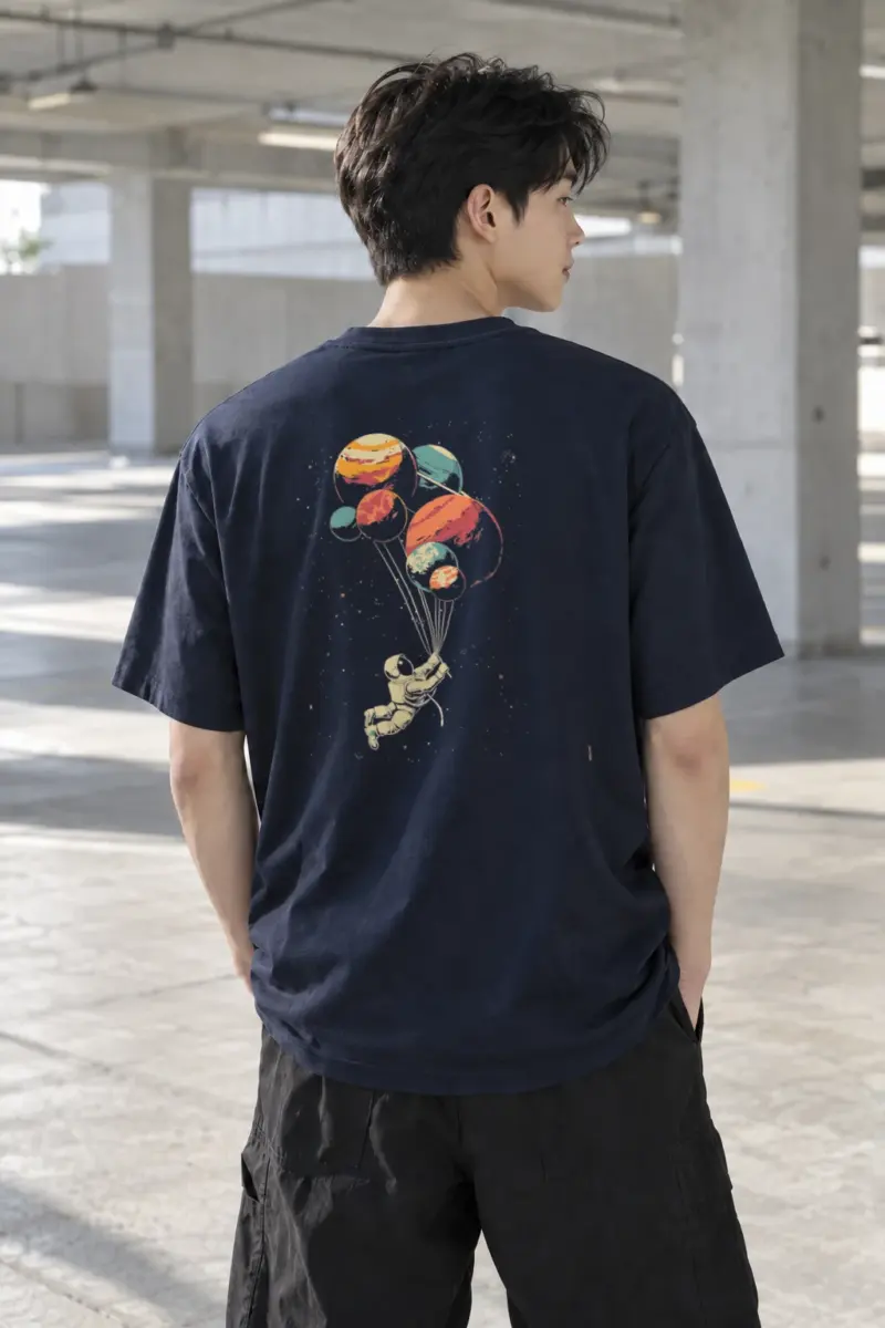 "Balloon Planet Drift" Heavyweight Unisex Crewneck T-shirt | Gildan 5000