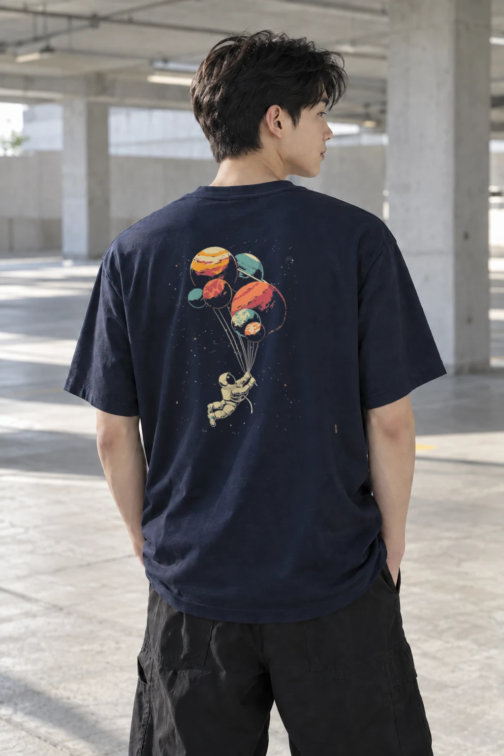 "Balloon Planet Drift" Heavyweight Unisex Crewneck T-shirt | Gildan 5000
