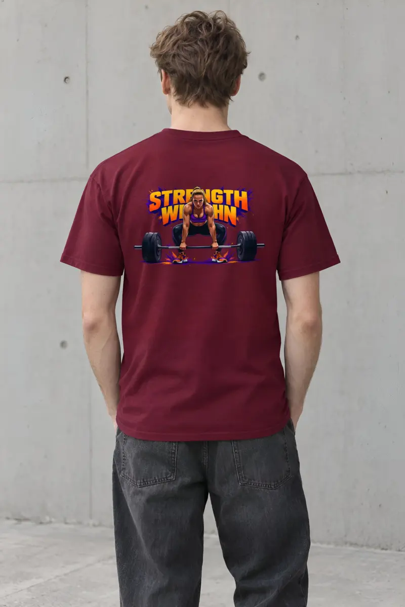 "Barbell Lifting Woman" Heavyweight Unisex Crewneck T-shirt
