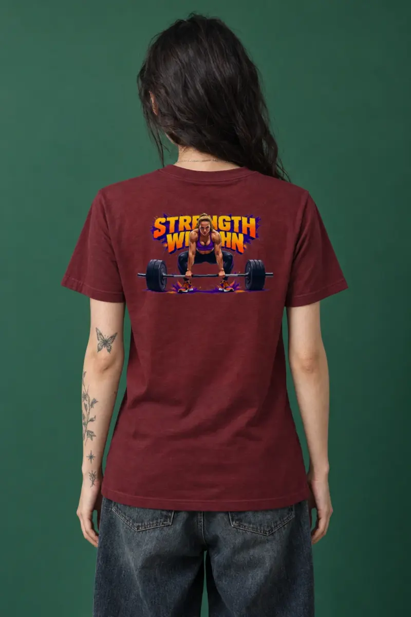 "Barbell Lifting Woman" Heavyweight Unisex Crewneck T-shirt