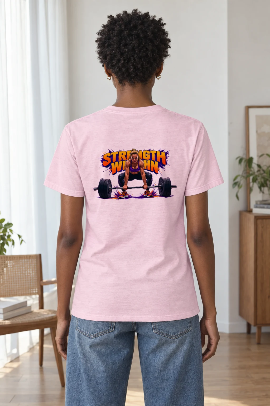 "Barbell Lifting Woman" Heavyweight Unisex Crewneck T-shirt | Gildan 5000