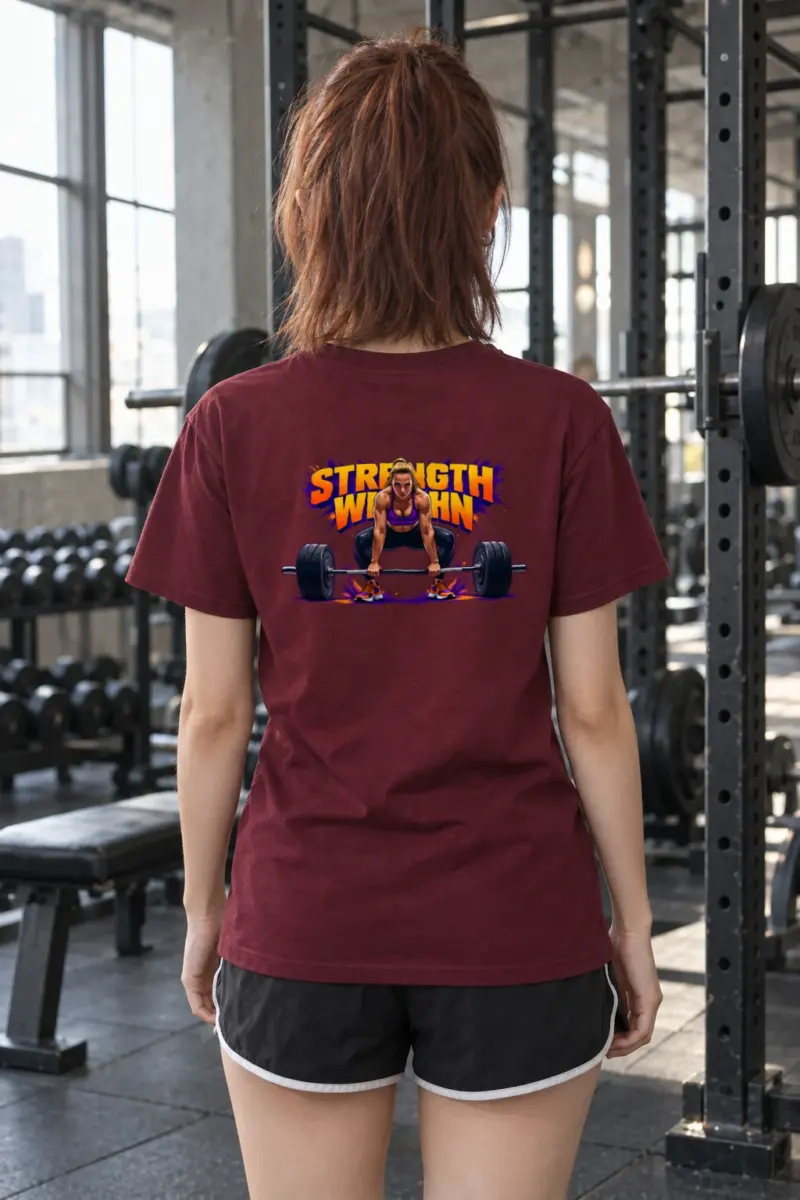 "Barbell Lifting Woman" Heavyweight Unisex Crewneck T-shirt