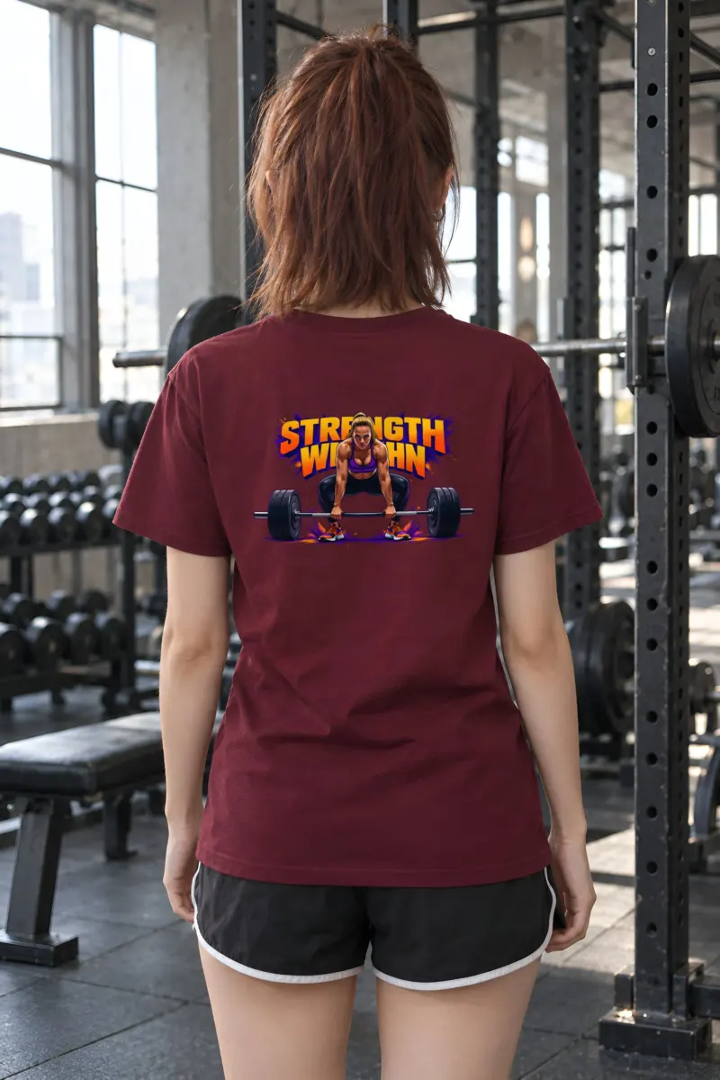 "Barbell Lifting Woman" Heavyweight Unisex Crewneck T-shirt
