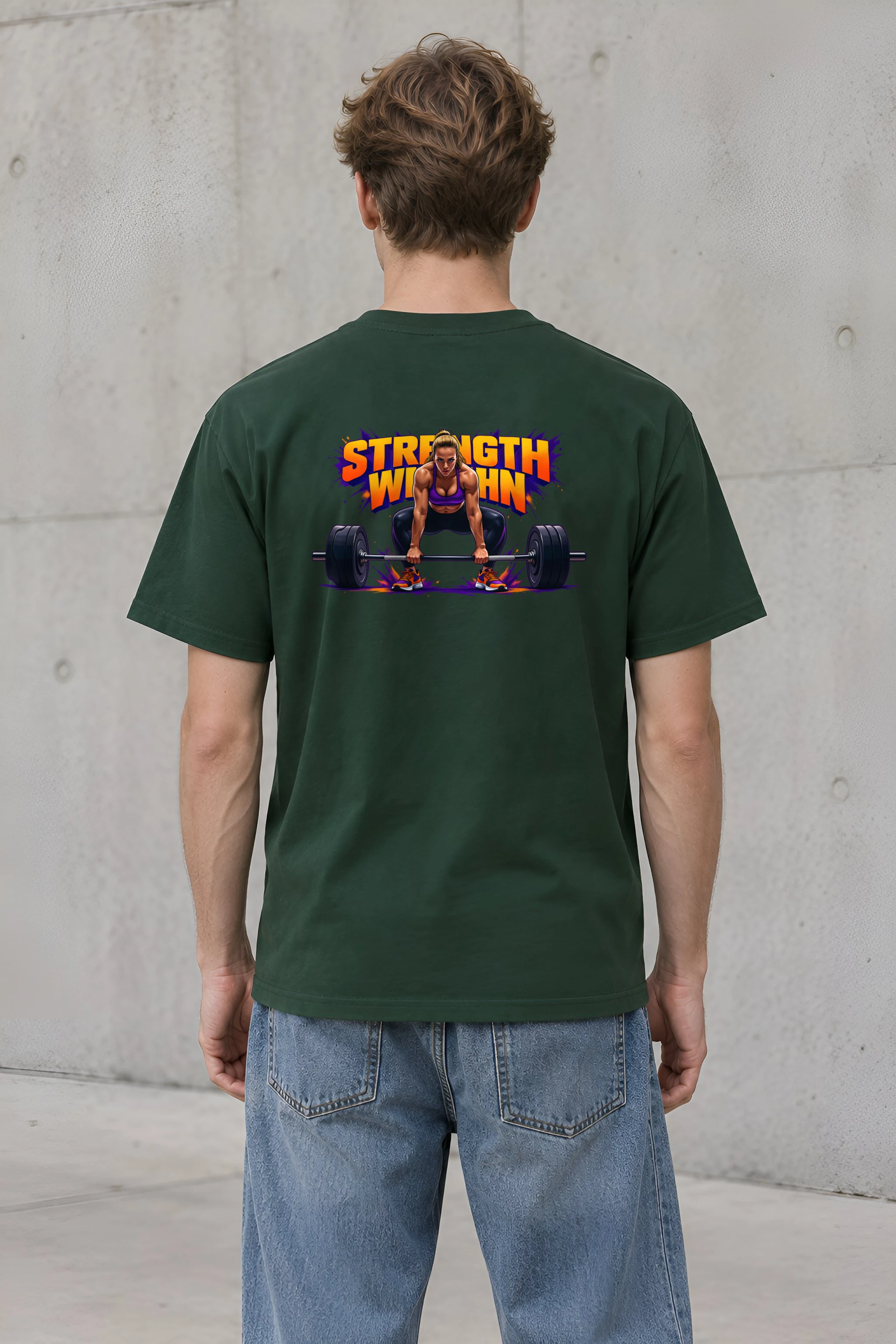 "Barbell Lifting Woman" Heavyweight Unisex Crewneck T-shirt