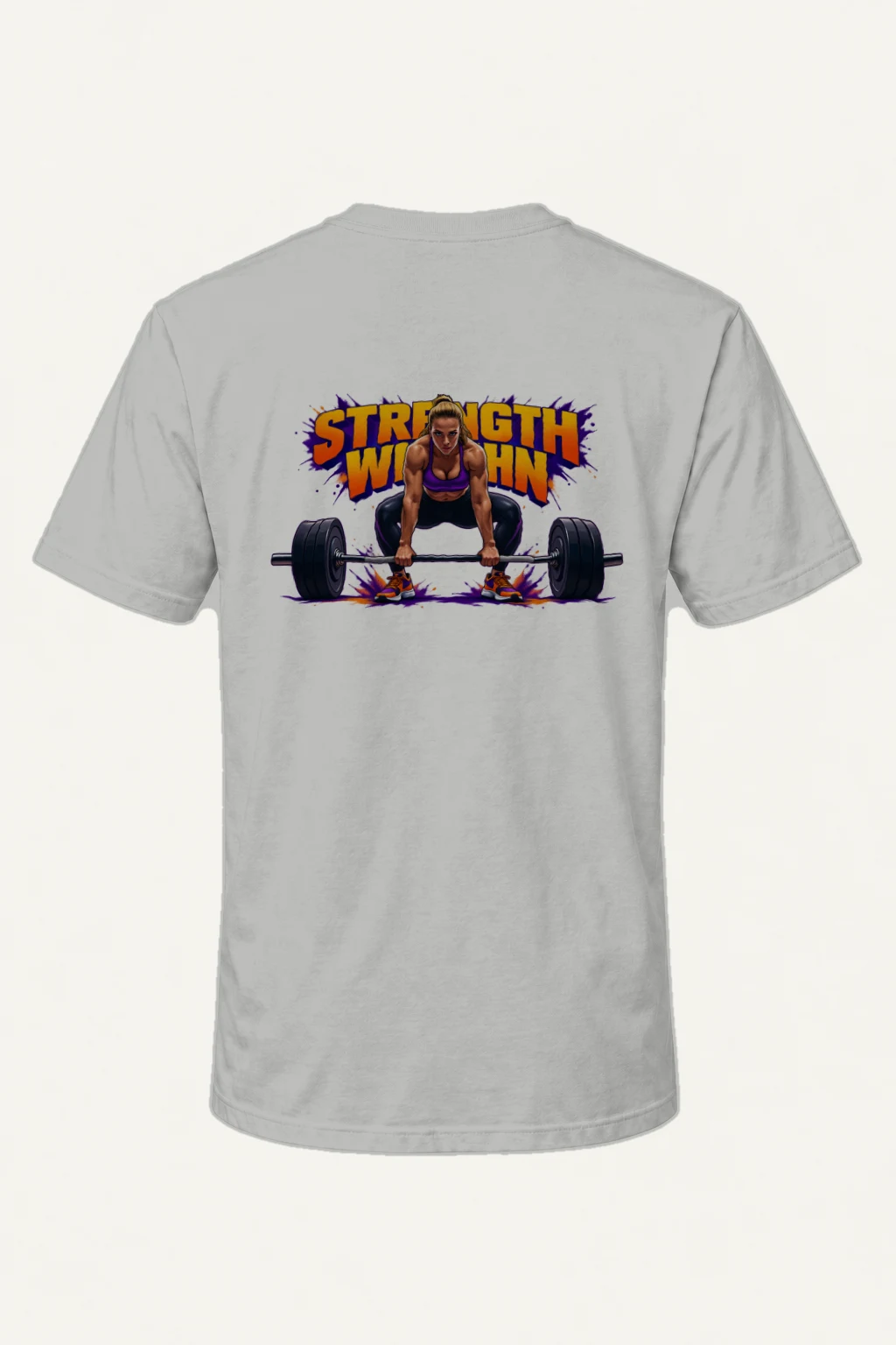 "Barbell Lifting Woman" Heavyweight Unisex Crewneck T-shirt | Gildan 5000