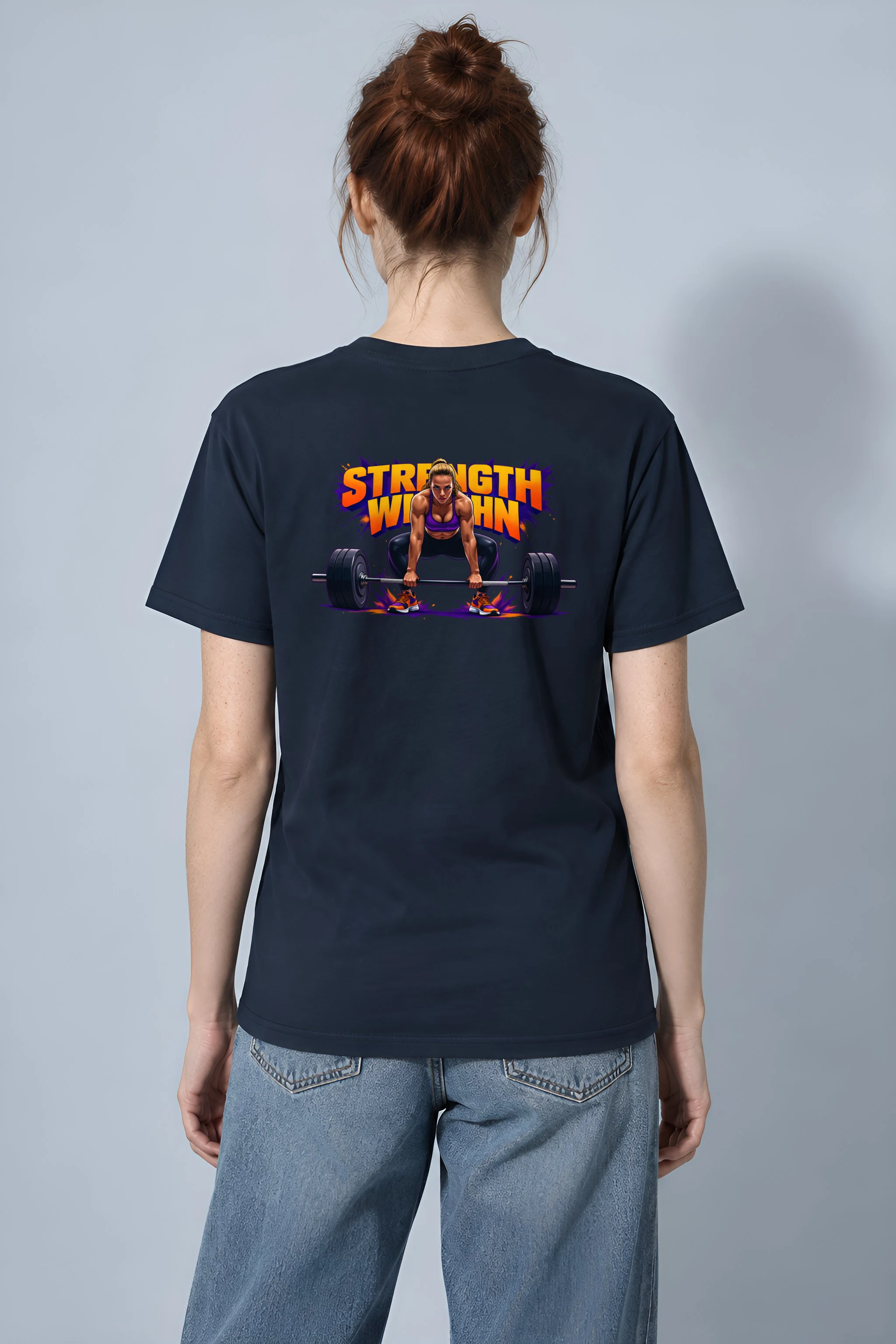 "Barbell Lifting Woman" Heavyweight Unisex Crewneck T-shirt
