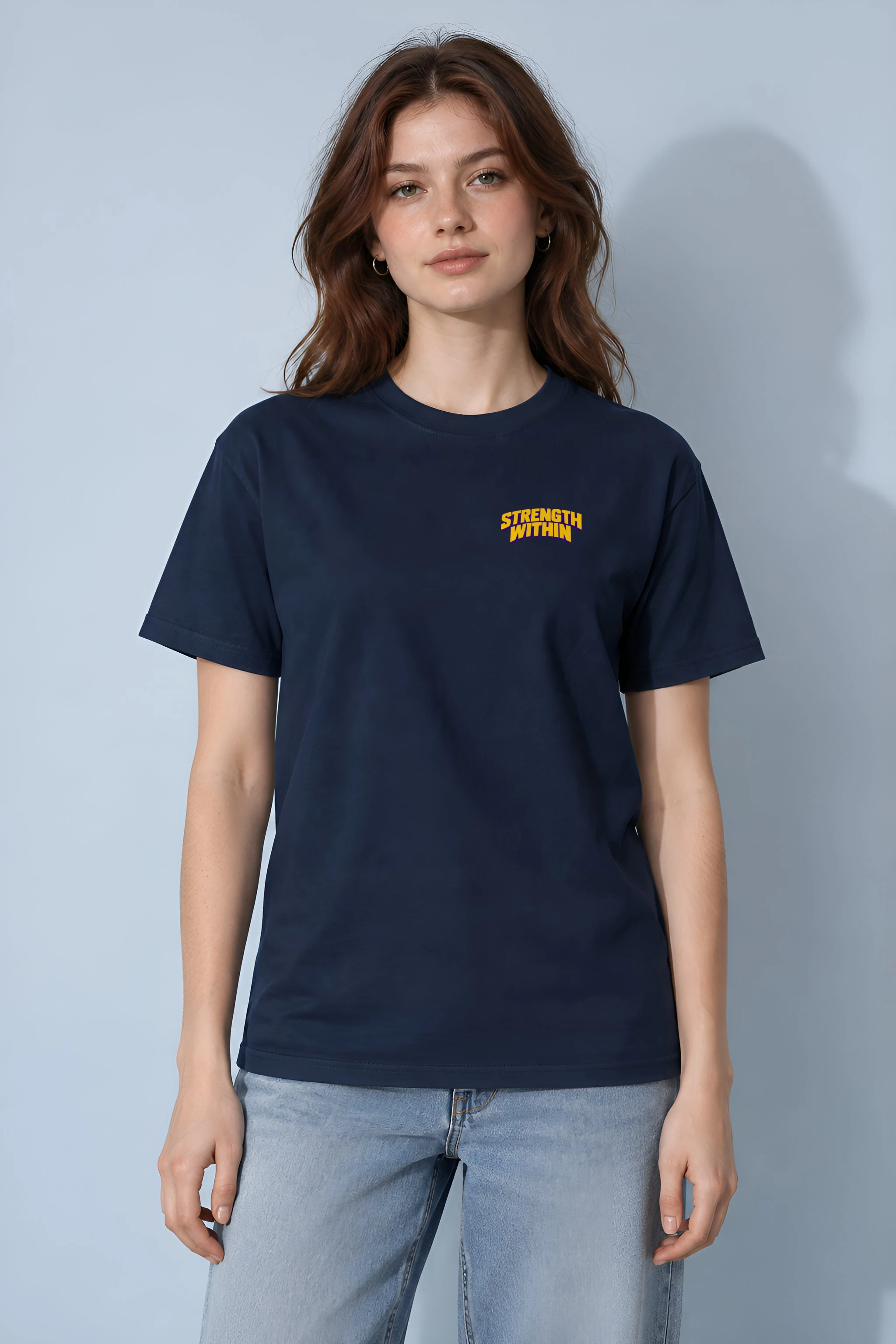 "Barbell Lifting Woman" Heavyweight Unisex Crewneck T-shirt