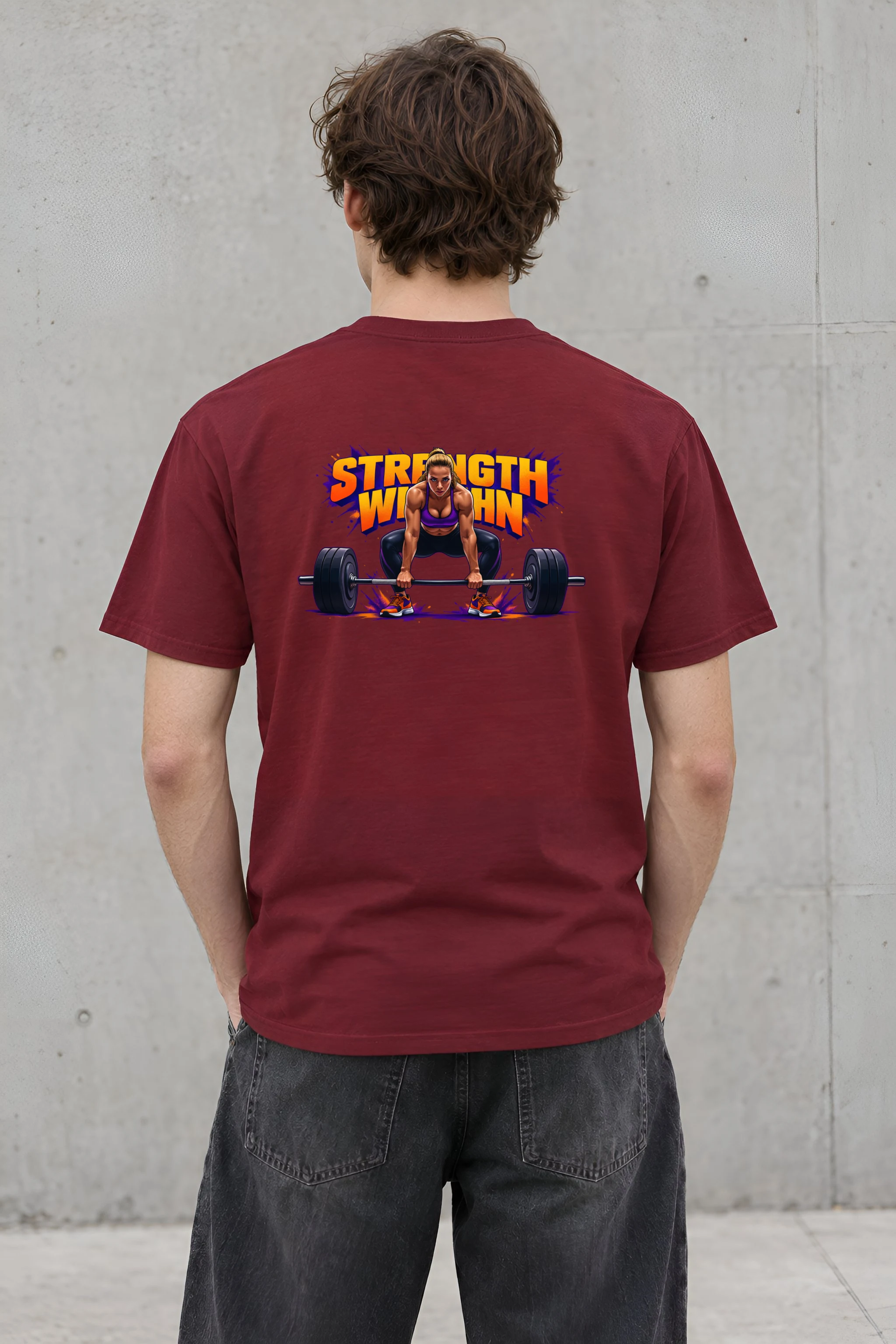 "Barbell Lifting Woman" Heavyweight Unisex Crewneck T-shirt