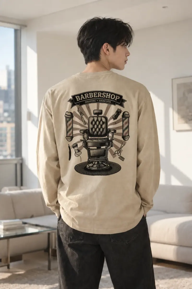 “Barbershop Chair” Unisex Longsleeve T-shirt | Gildan 2400
