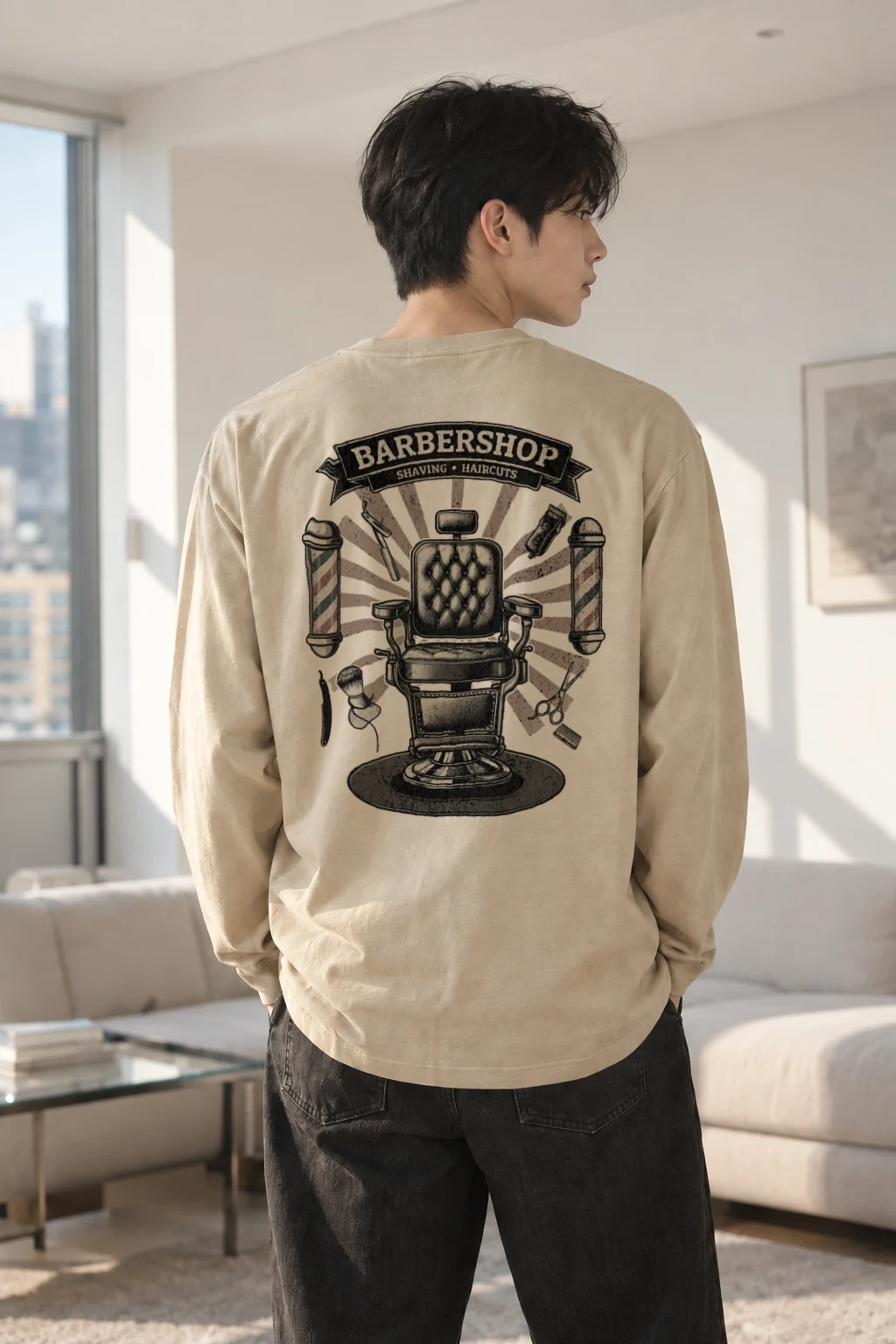 "Barbershop Chair" Unisex Longsleeve T-shirt | Gildan 2400