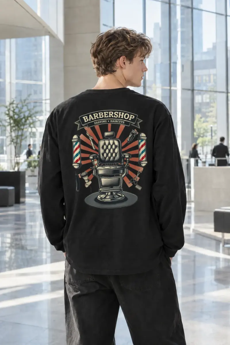 “Barbershop Shaving Club” Unisex Longsleeve T-shirt | Gildan 2400
