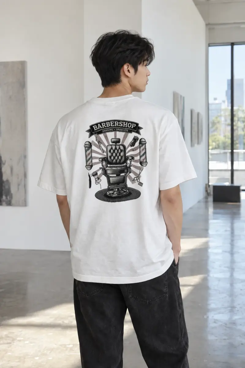 "Barbershop Shaving" Heavyweight Unisex Crewneck T-shirt | Gildan 5000