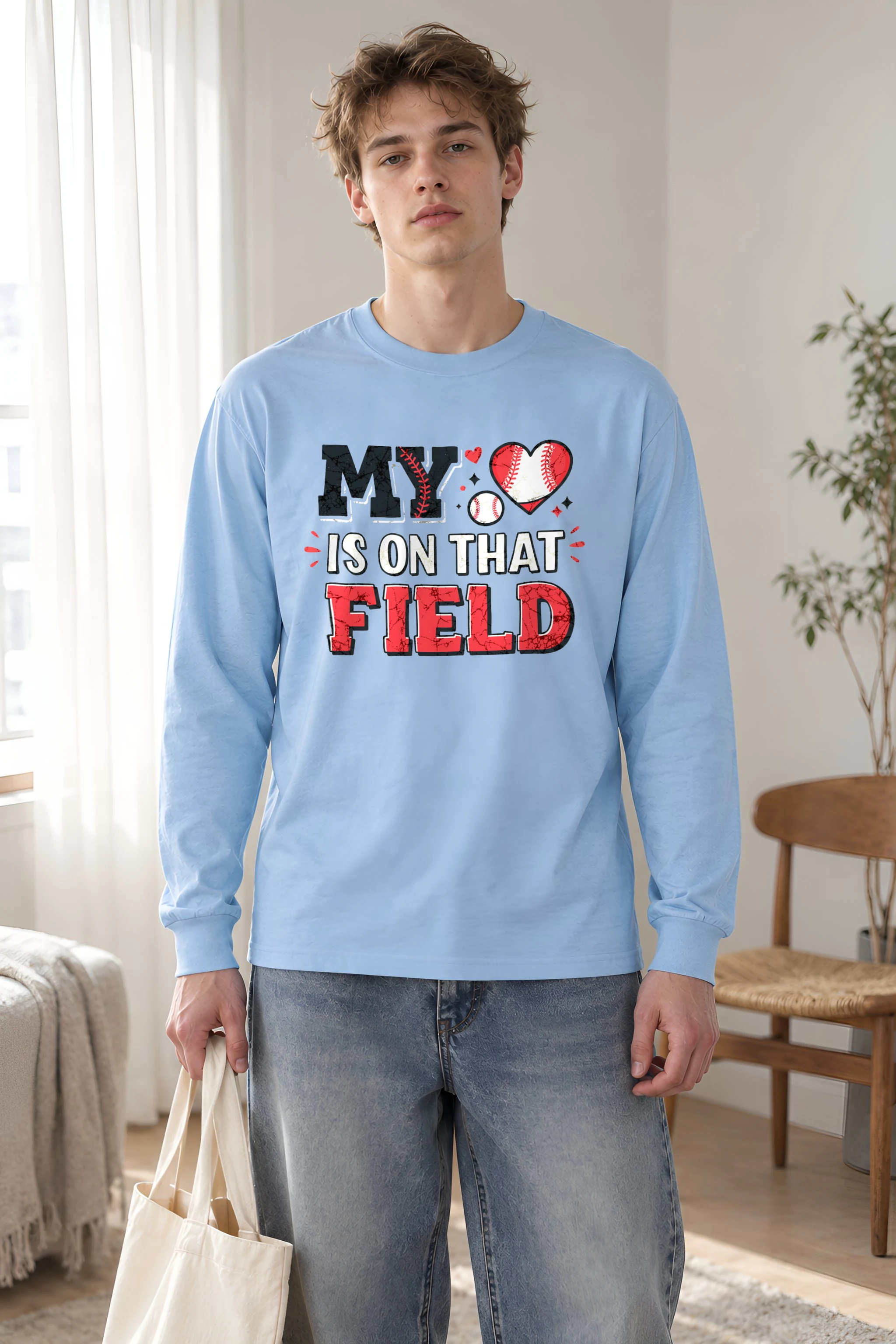 "Baseball Heart Stitch" Unisex Longsleeve T-shirt