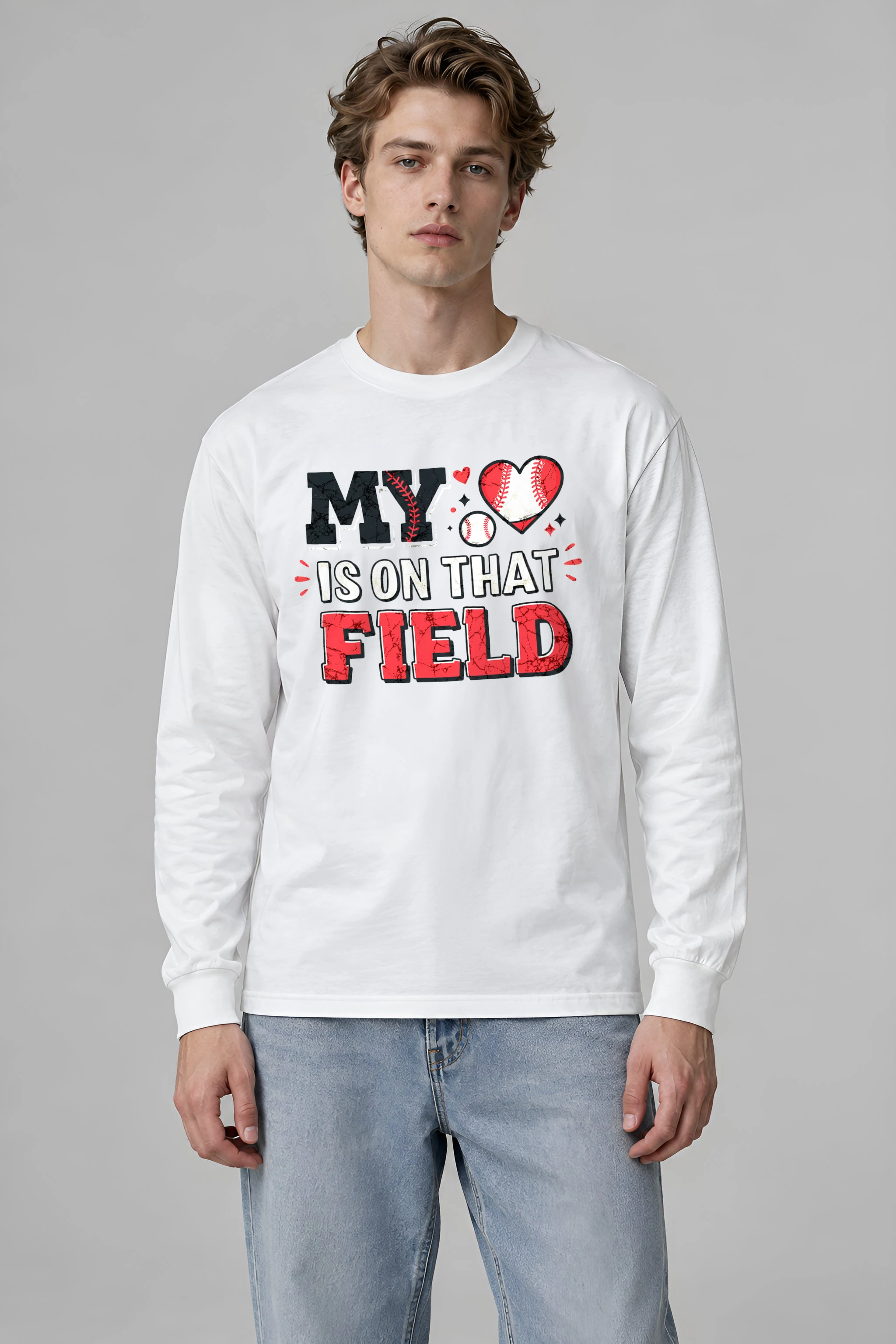 "Baseball Heart Stitch" Unisex Longsleeve T-shirt