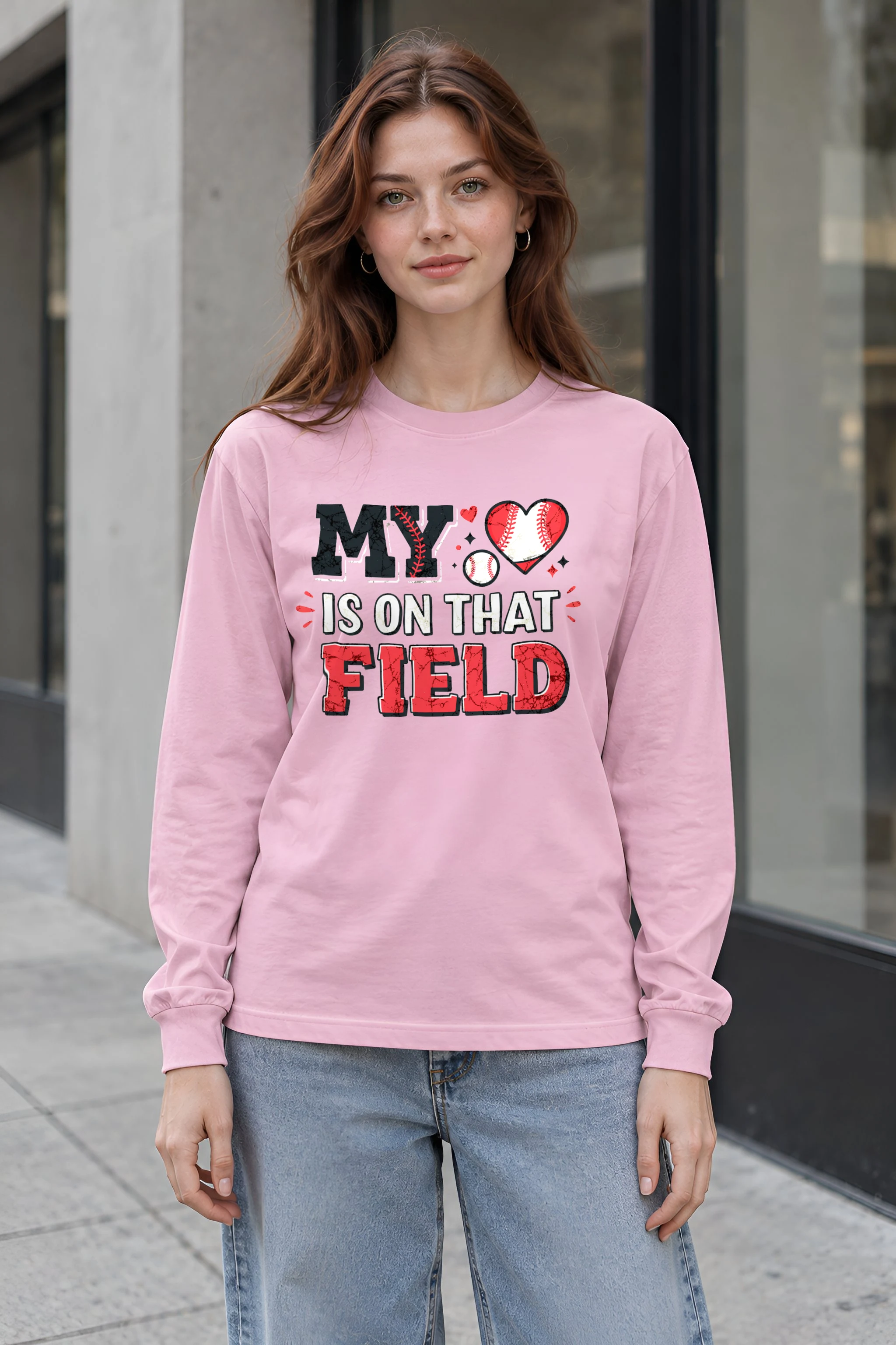"Baseball Heart Stitch" Unisex Longsleeve T-shirt