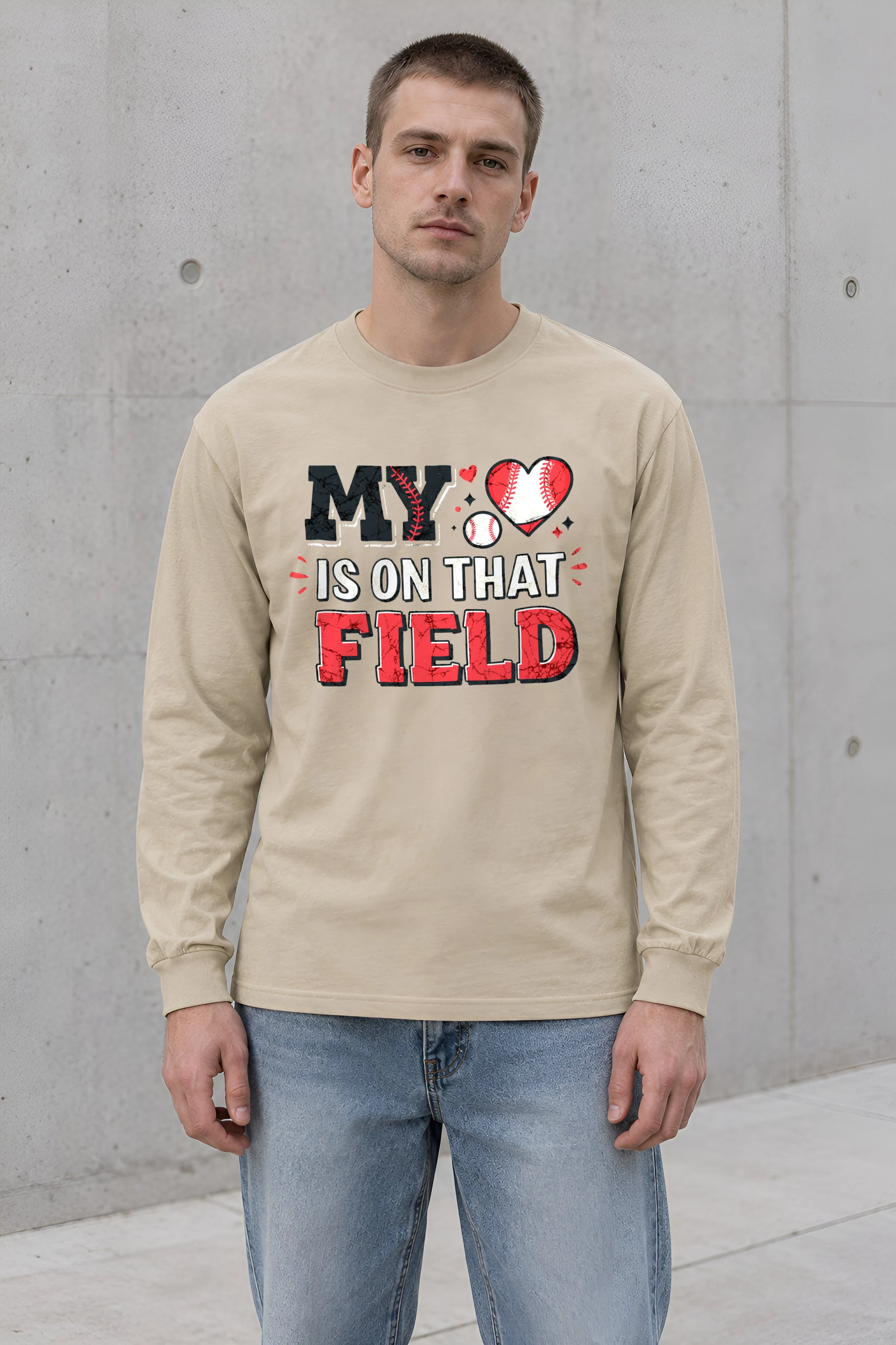 "Baseball Heart Stitch" Unisex Longsleeve T-shirt