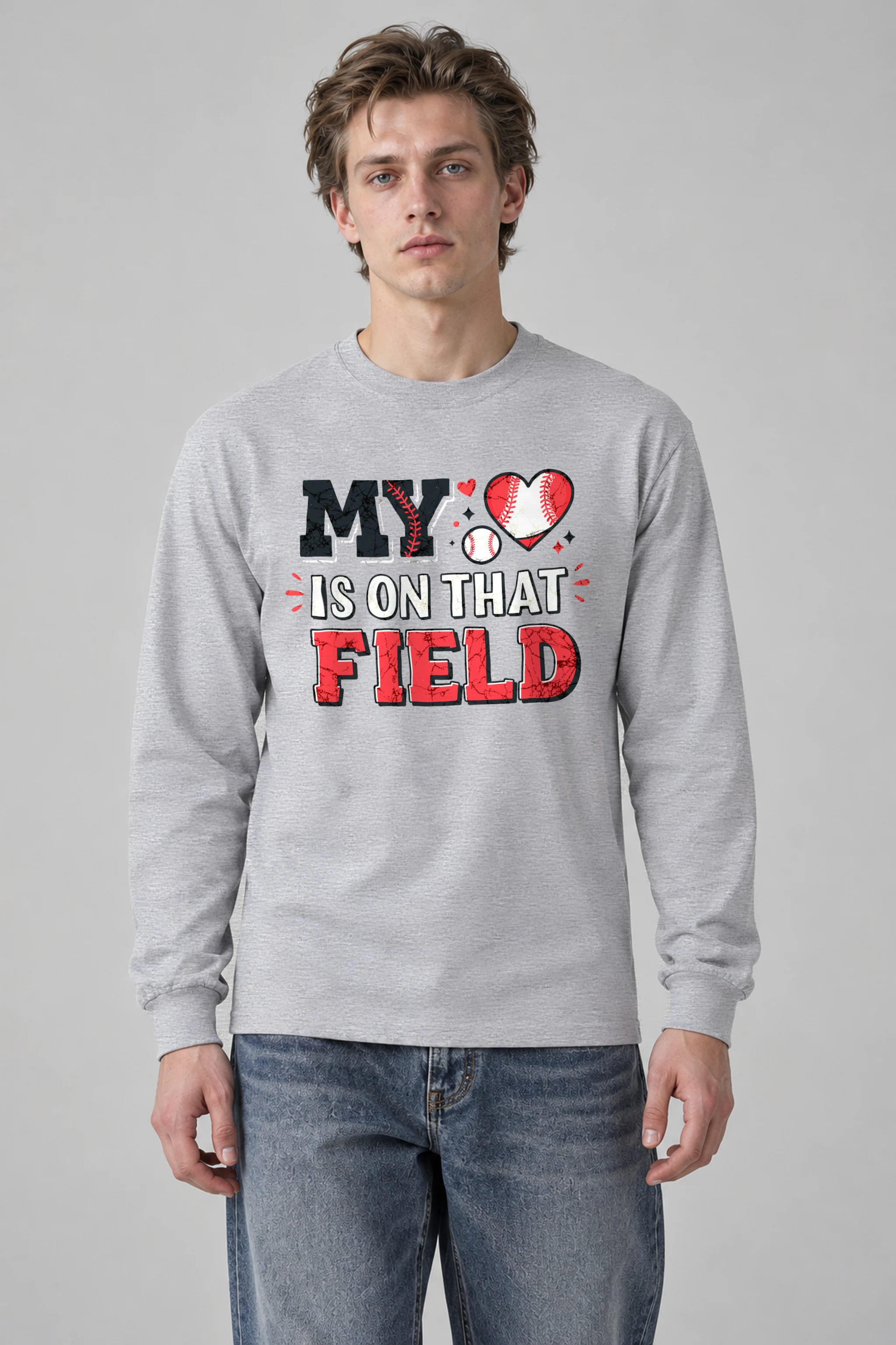 "Baseball Heart Stitch" Unisex Longsleeve T-shirt